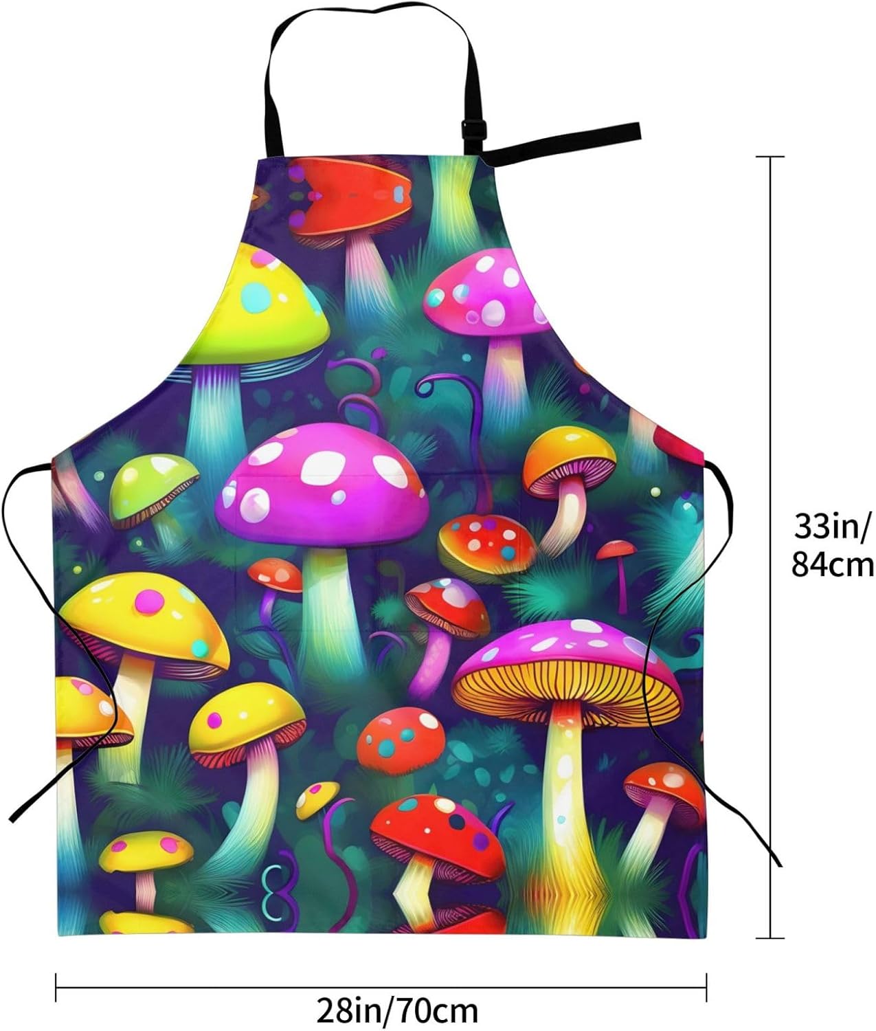 Bright Mushrooms Art print Waterproof apron with pocket adjustable cooking apron for adult kitchen bibs to bake
