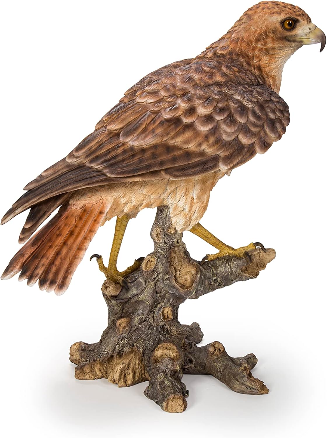 Hi-Line Gift Ltd Wild Hawk Standing on Branch Garden Statue