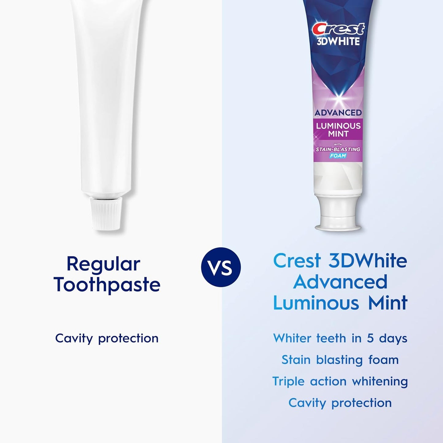 Crest 3D White Advanced Luminous Mint Teeth Whitening Toothpaste, Cres