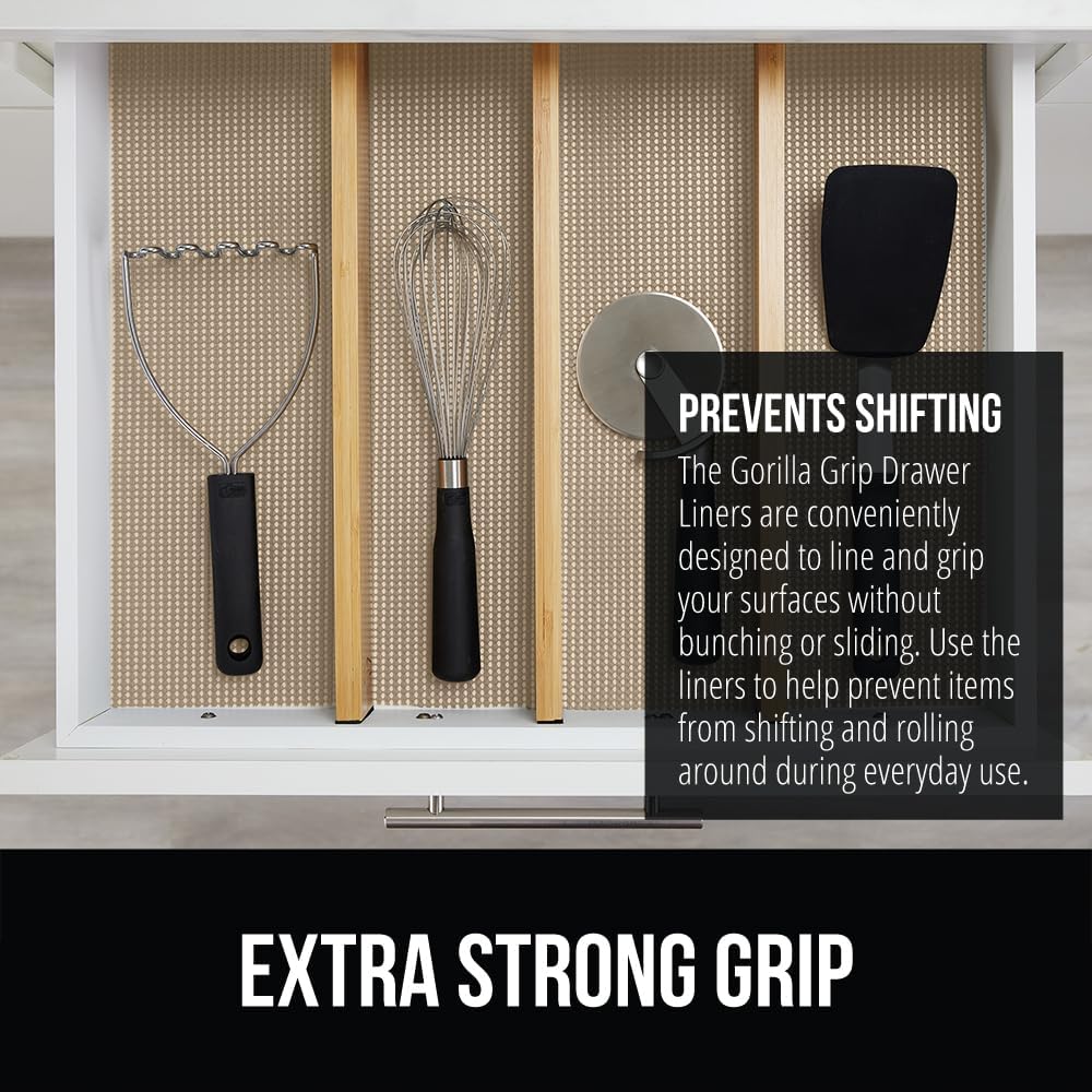 GORILLA GRIP powerGRIP Drawer Shelf and Cabinet Liner, Thick Strong Ho