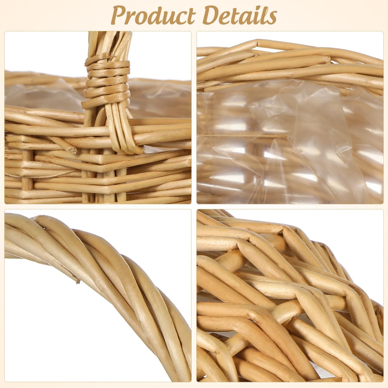 Woven Easter Basket with Double Handle, Rattan Flower Girl Basket for Wedding, Small Wicker EggBaskets for Hunt, Oval Storage Bin for Fruit, Garden & Home Decor, Brown