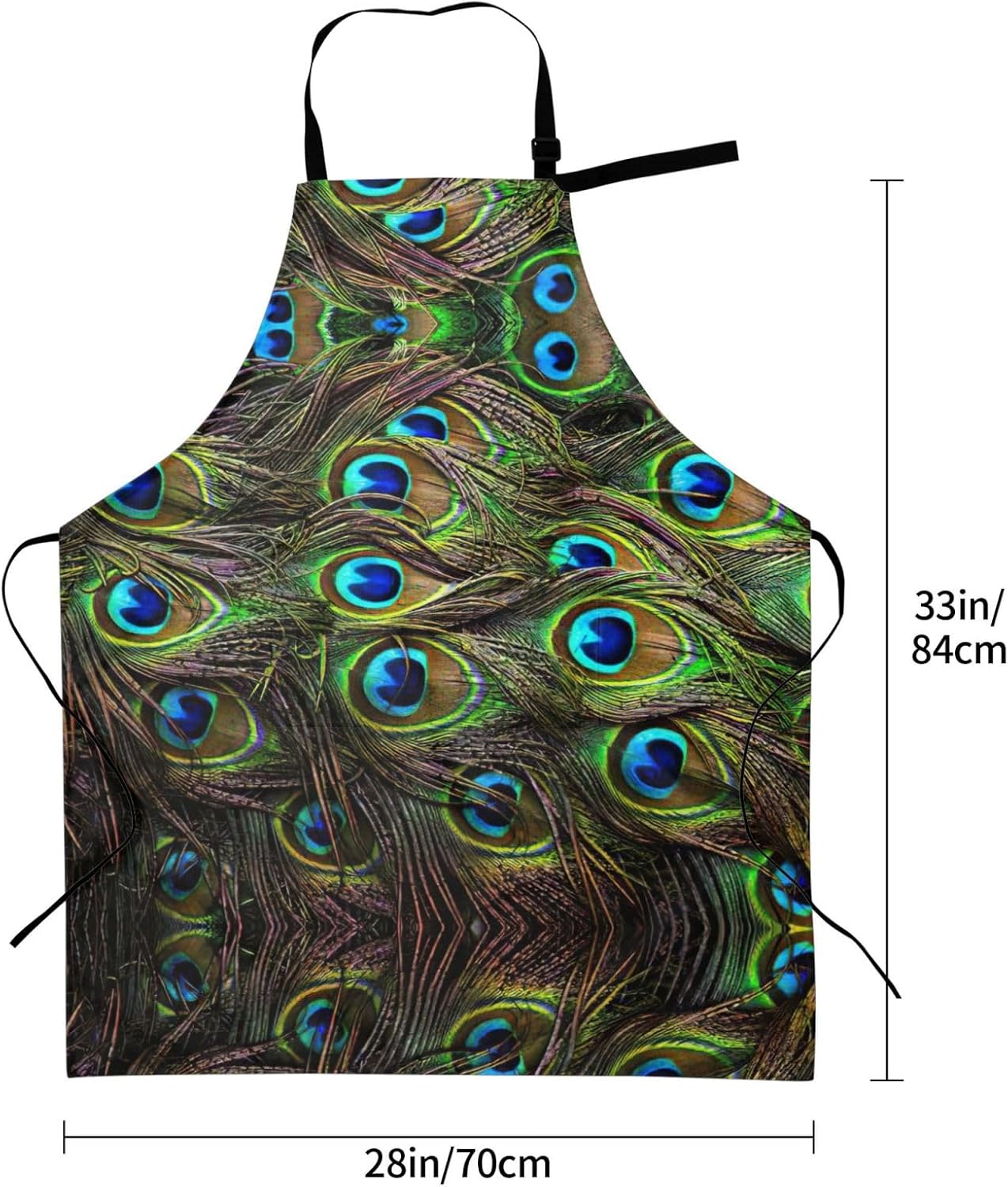Peacock Feather Print 28x33 In Adult Kitchen Apron with Pockets Versat