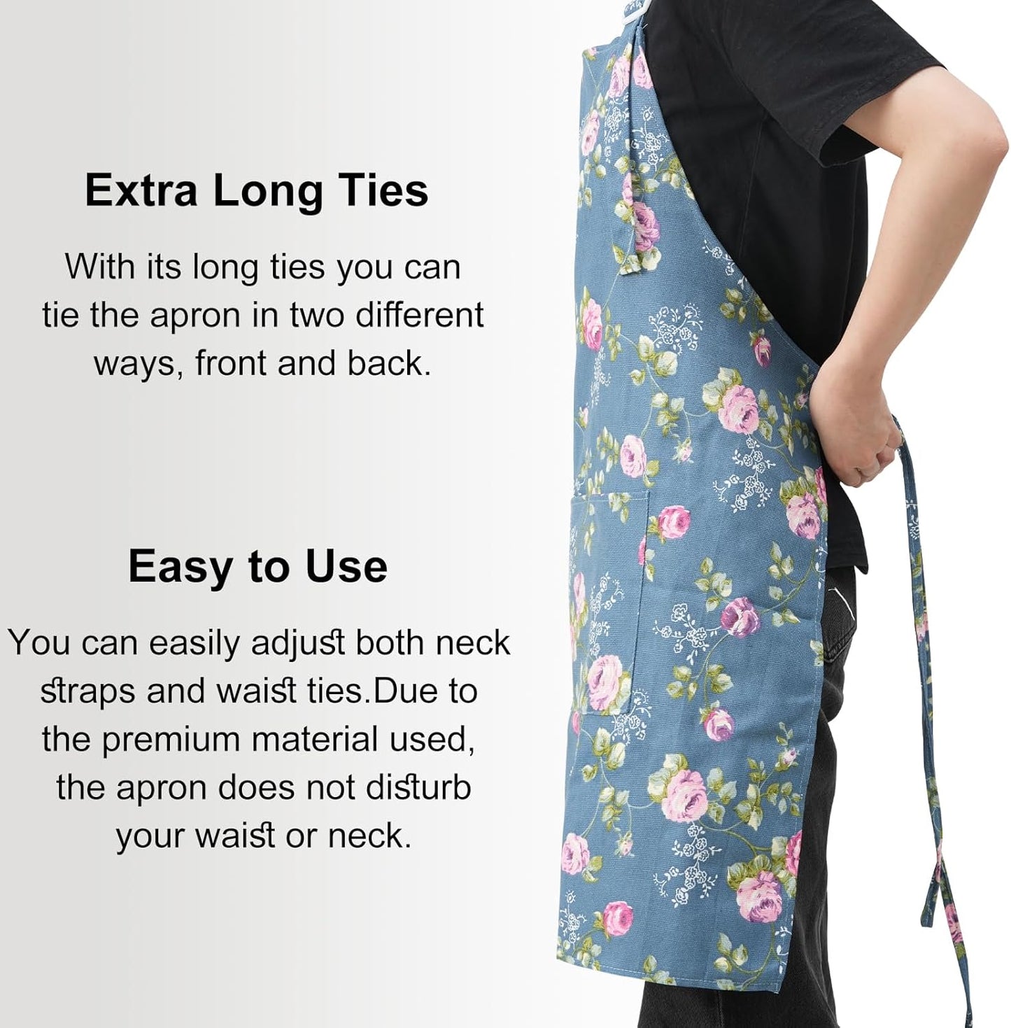 DILLMAN Aprons for Women with Pockets Cotton Linen Cooking Kitchen Bak