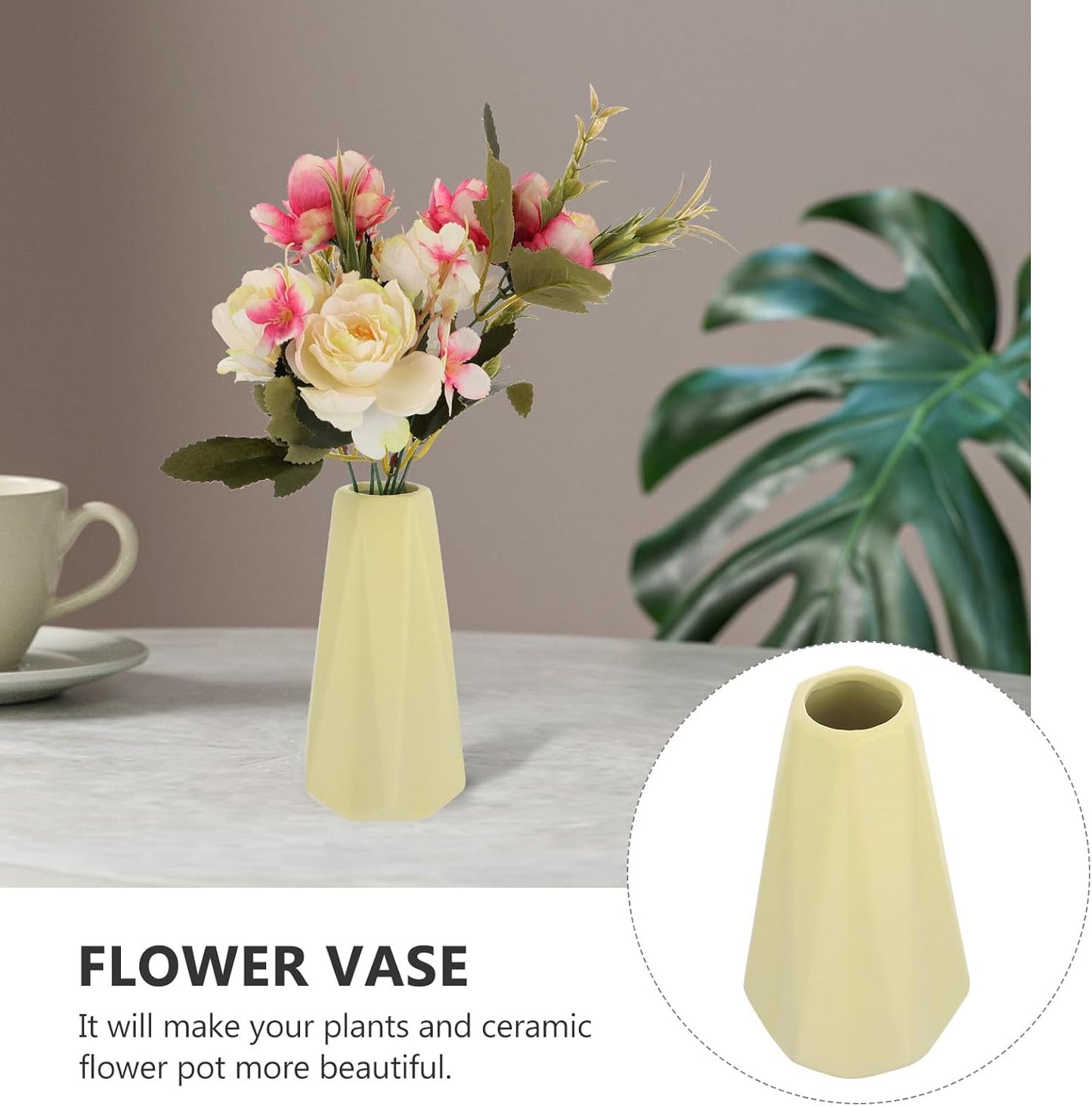 PRETYZOOM Ceramic Vase Gradient Flowerpot Yellow Hydroponic Ornament C