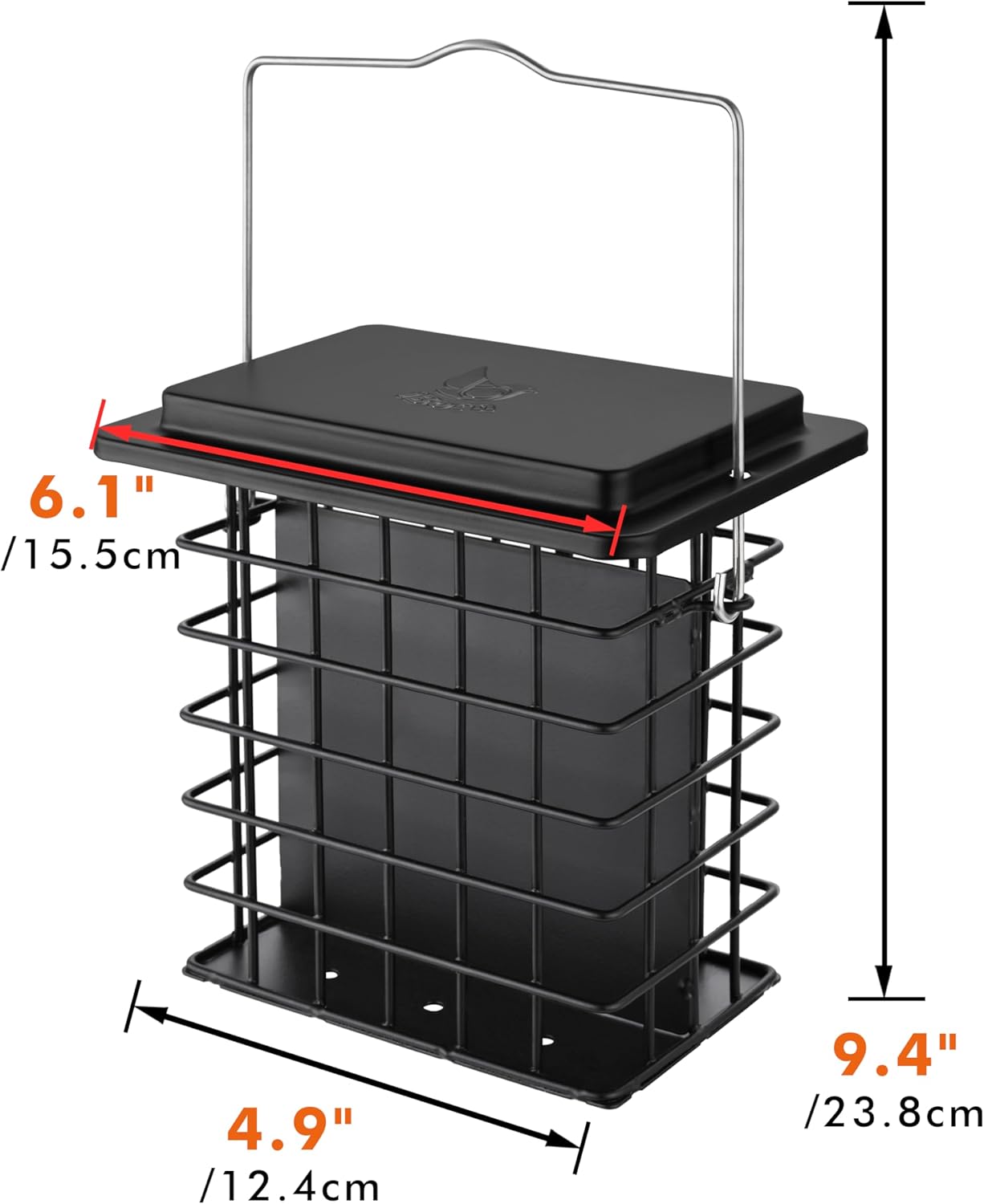 iBorn Double Suet Feeder for Outside Hanging,Weatherproof Suet Feeders,Suet Holder with Taller Grid for Woodpecker, Suet Cage Bird Feeders for Outdoors,Easy to Clean & Refill,All Metal,Black