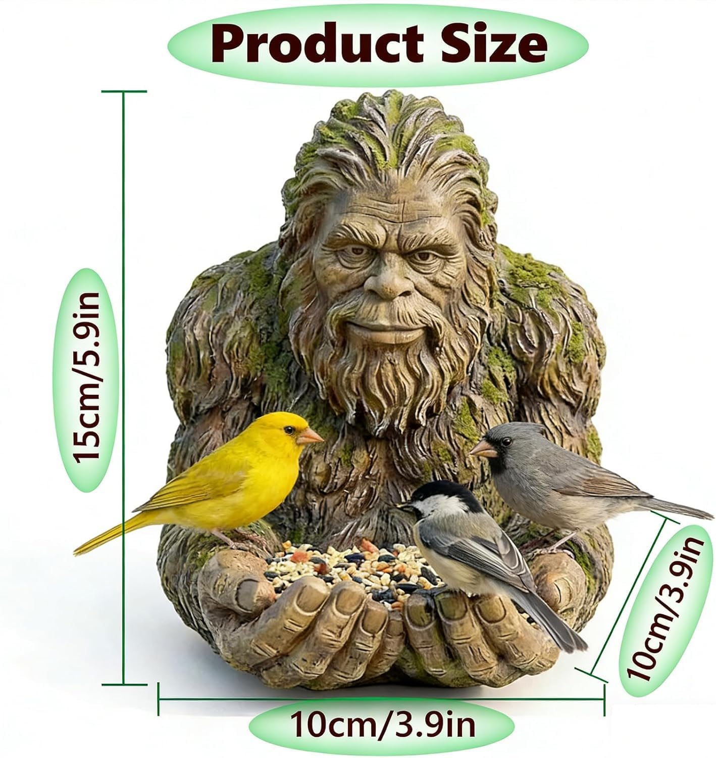 Outdoor Tree Face Bird Feeder Sculpture, Waterproof Tree-Mounted Resin