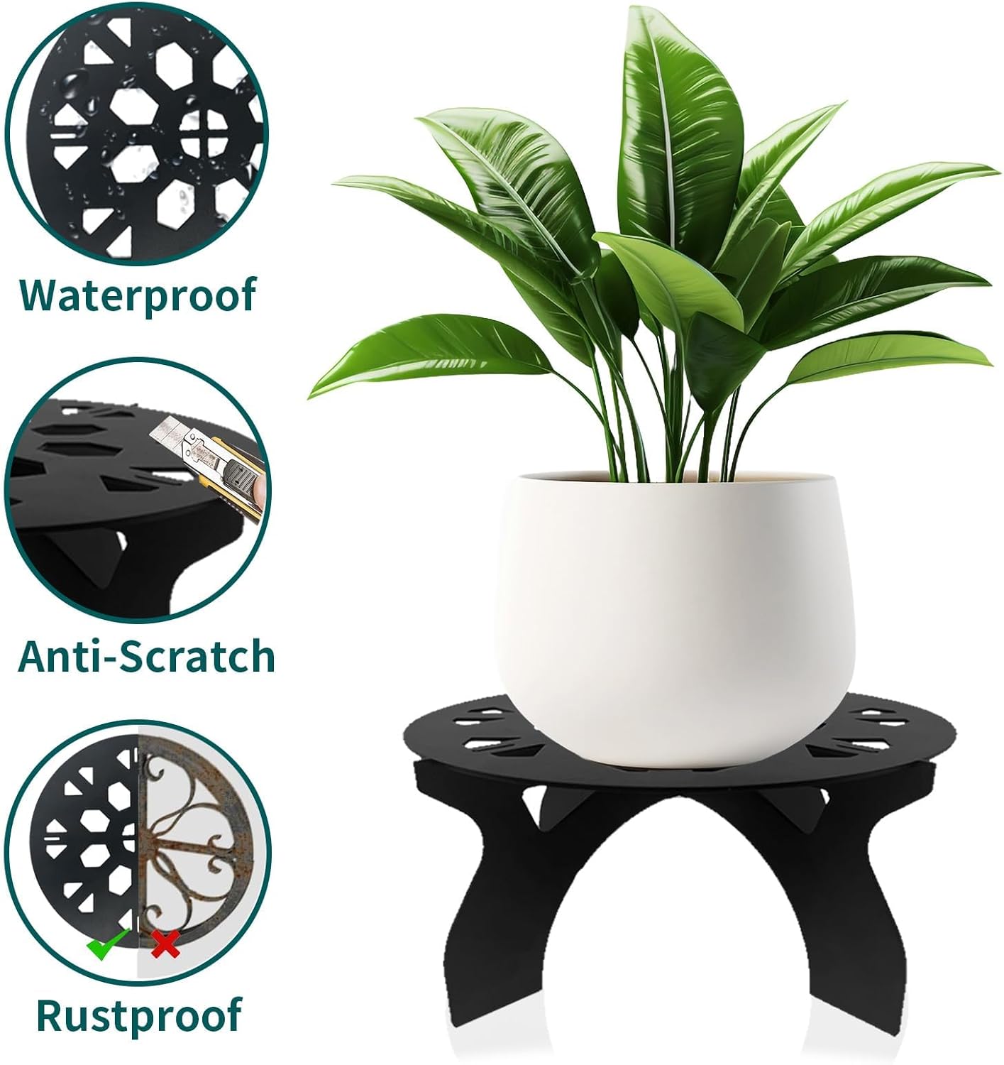 2 Pack Metal Plant Stand for Indoor and Outdoor Use – 220LB load Capac