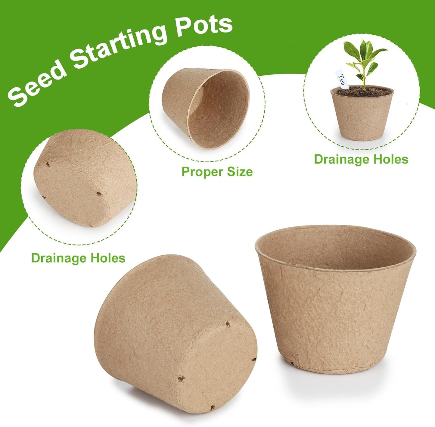 132 Pack Organic Peat Pots, 4 Inch Nursery Pot, Round Plant Seedling P