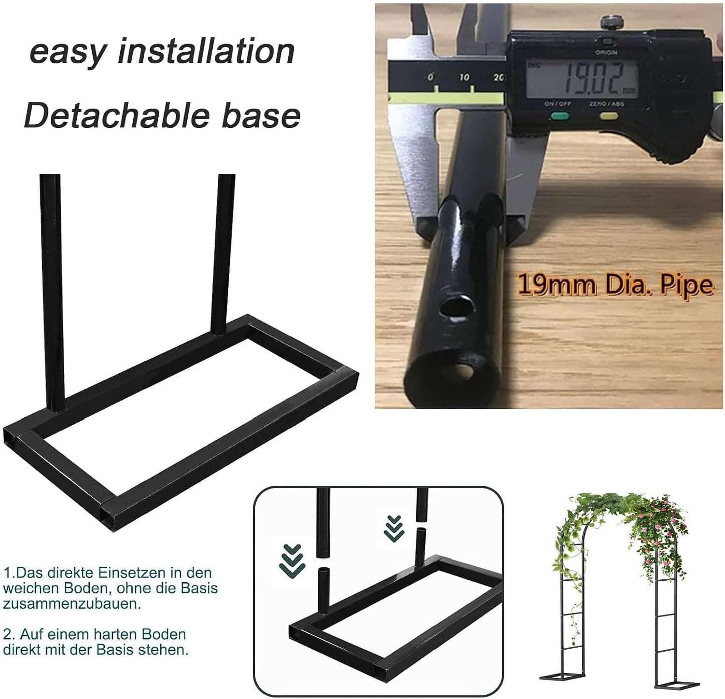 Heavy Duty Garden Trellis Arch for Climbing Plants, Metal Rose Arbor Support, Outdoor Wedding Archway, 1.2x2.2m Large Trellis for Roses and Vines