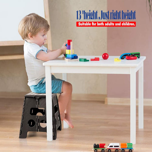 ACKO Folding Step Stool 13 Inch, Sturdy Collapsible Step Stool Foldable Up to 300 lbs for Adults, Non Slip Lightweight Foot Stools with Handle, Ideal for Kitchen, Bathroom, Bedroom, Garden
