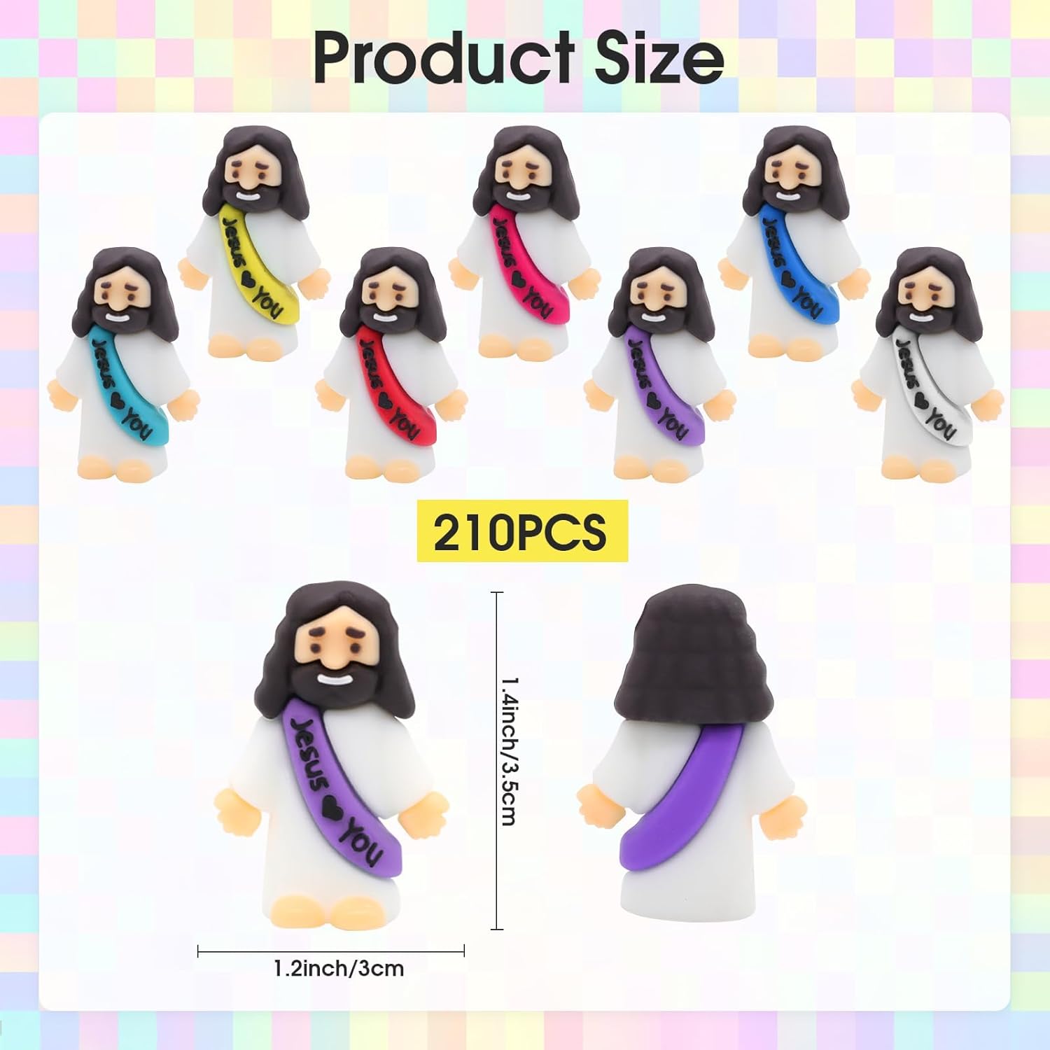 210 Pack Little Jesus Figurines in Bulk, Pocket Jesus Loves You, Jesus