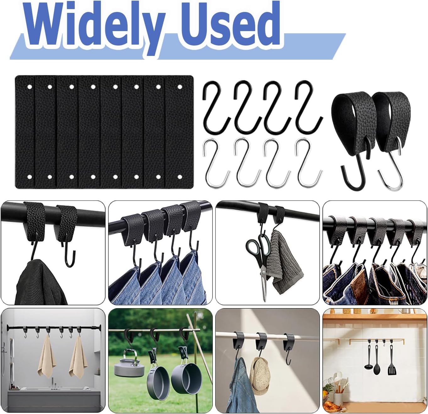 Mesee 10 Pieces Leather S-Hooks Multifunctional S Hook with Leather Lo