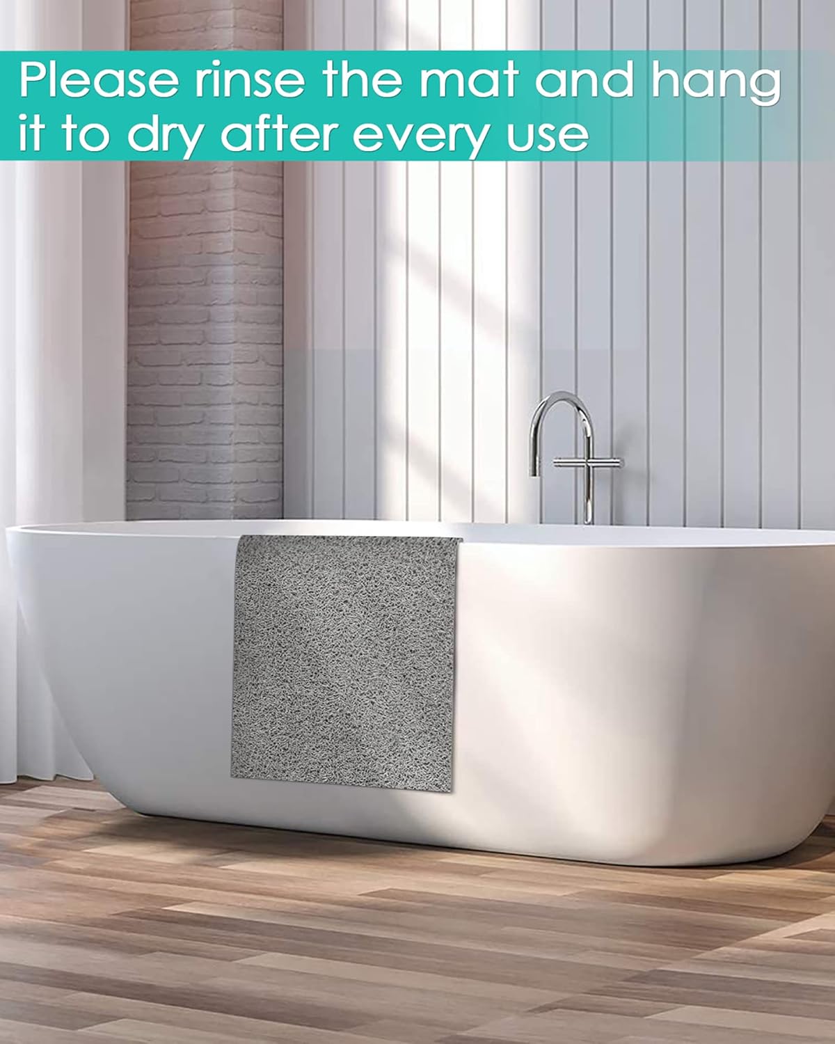godehone Shower Mats Non Slip Without Suction Cups, PVC Loofah Bathroo