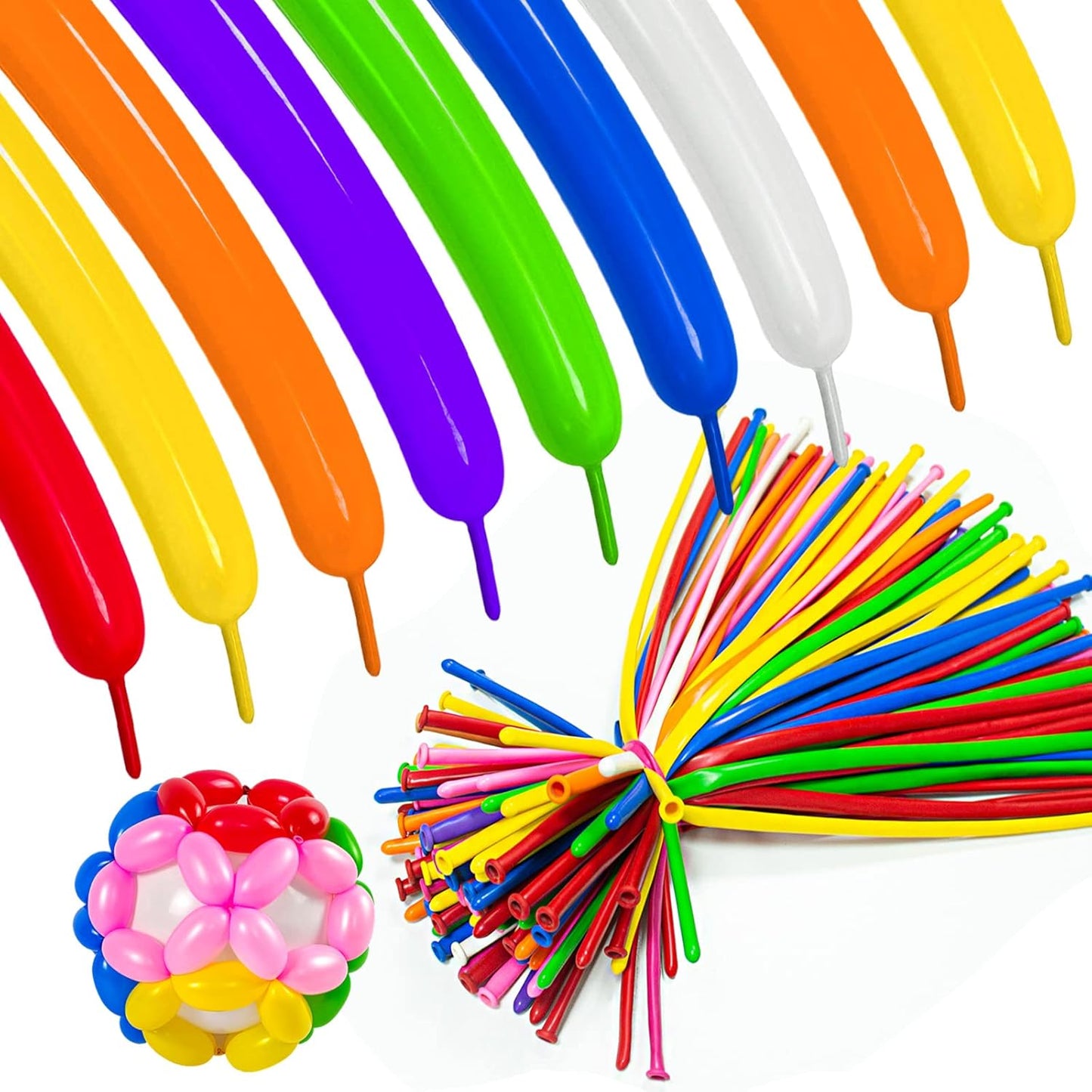 ASIYUHY 260 long balloons 100 Pack Twisting Animal Balloons Assorted Color Thickening Latex Modeling Long Magic Balloons for Animal Shape Birthday Weddings Christmas Party Decoration