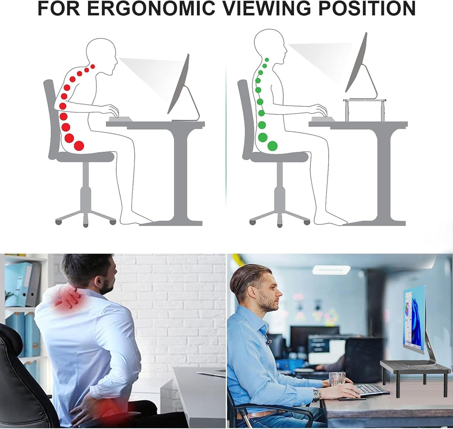 WALI Computer Monitor Stand for Desk, Adjustable Laptop Riser, Desk Mo