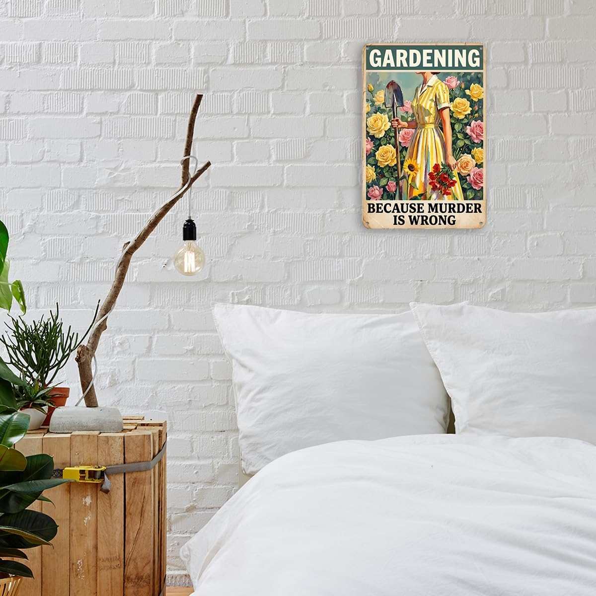 mmiishe Funny Gardening Because Murder Is Wrong Tin Sign 8x12 Inch, Re