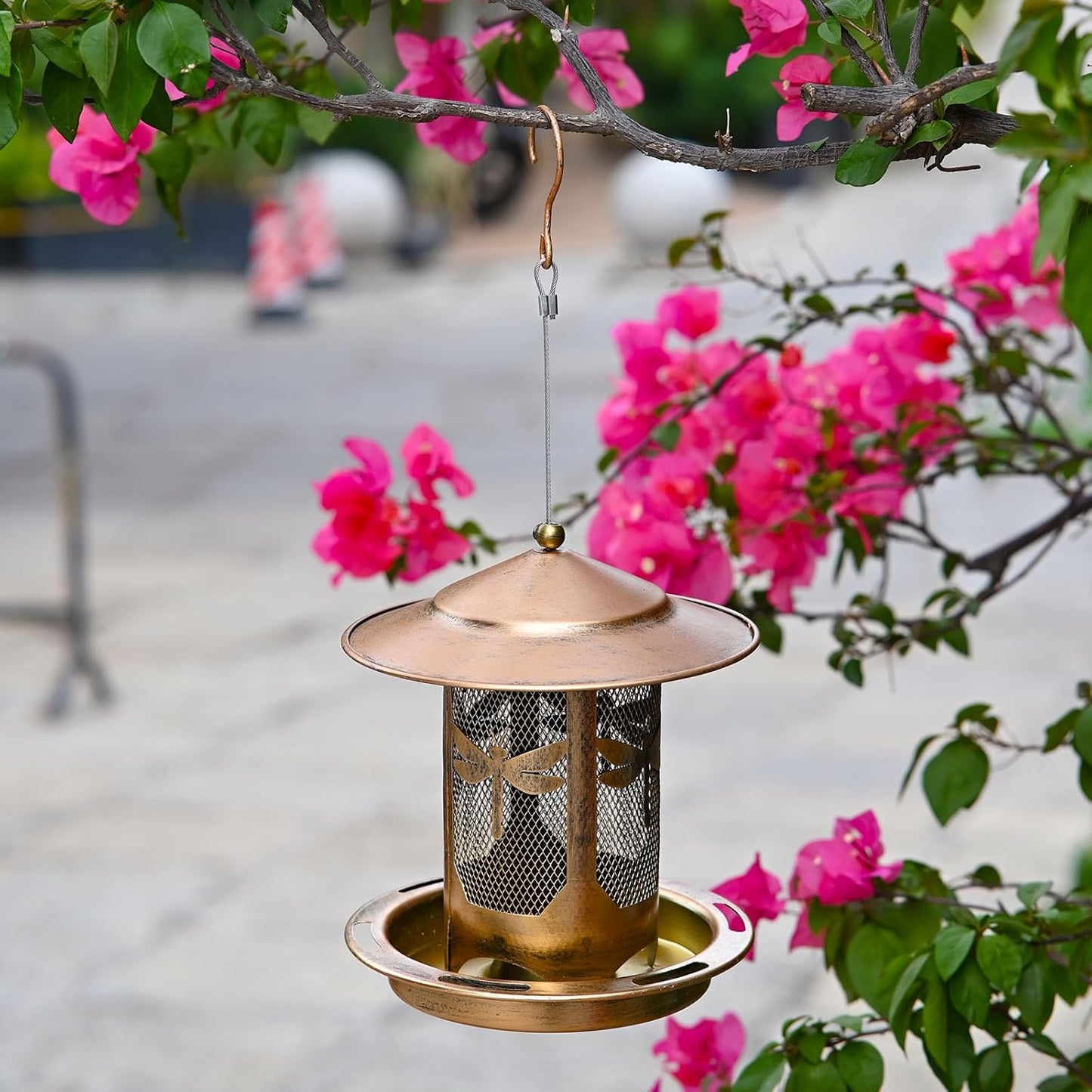 Anti Squirrels Metal Wild Bird Feeder Feeding Stations Wide Roof Prote