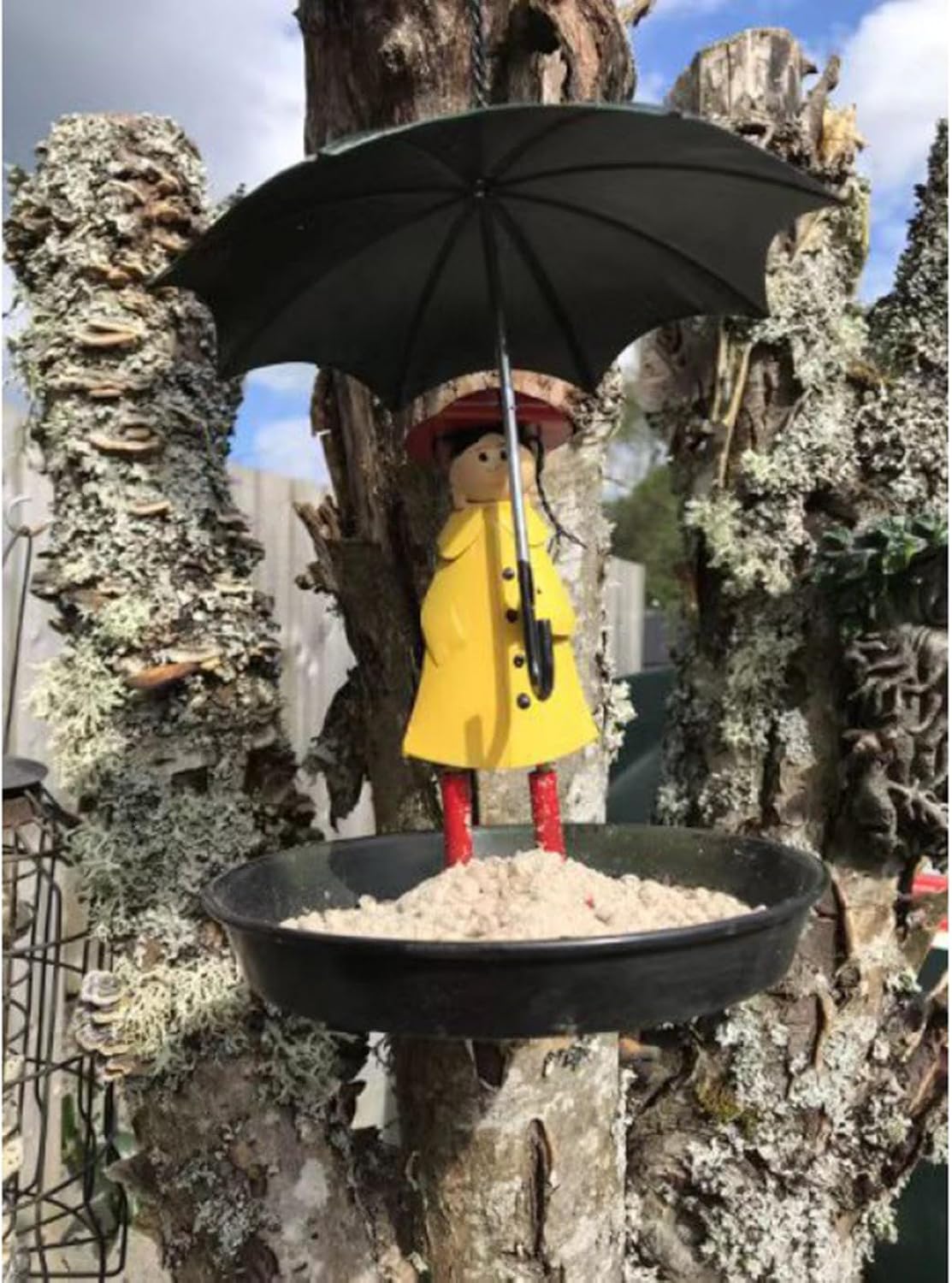 Bird Feeders for Outdoors Hanging, Metal Hanging Chain Girl Hummingbird Feeders Tray Outside for Bird Bath Umbrella for Garden Yard Decoration