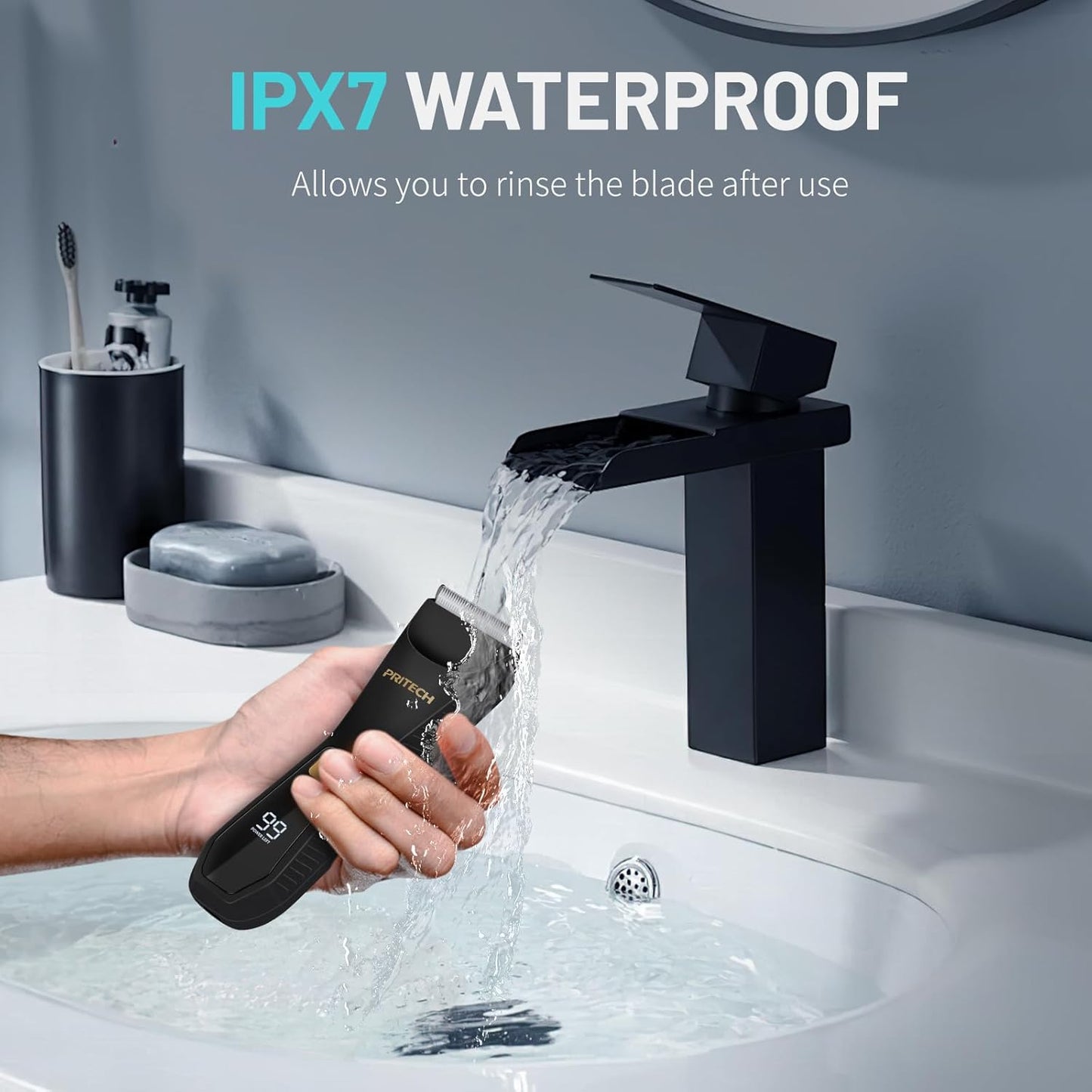 PRITECH Manscape Body Hair Trimmer for Men - Waterproof Pubic Hair Bal