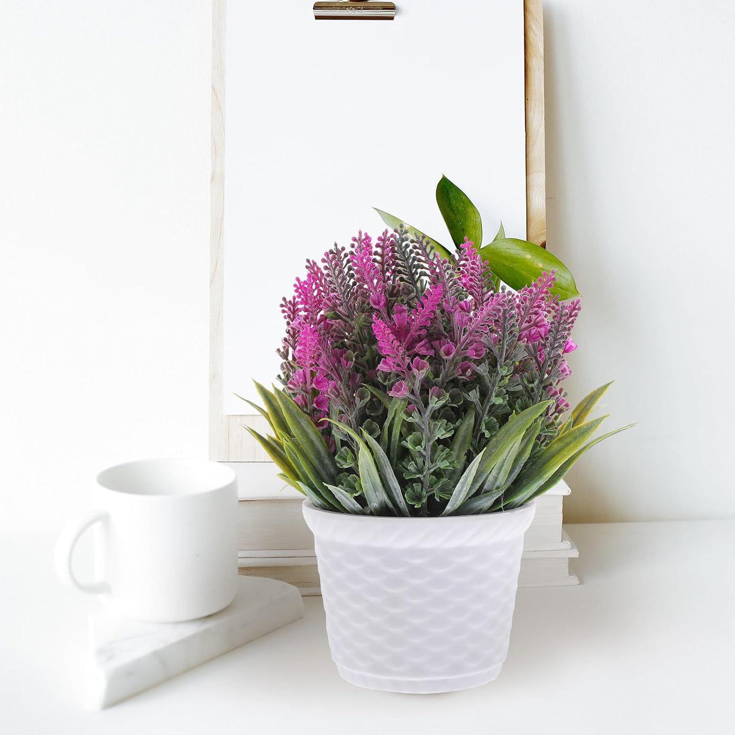 Artificial Lavender Ball Plant in Pot, Faux Potted Flowers Decoration 