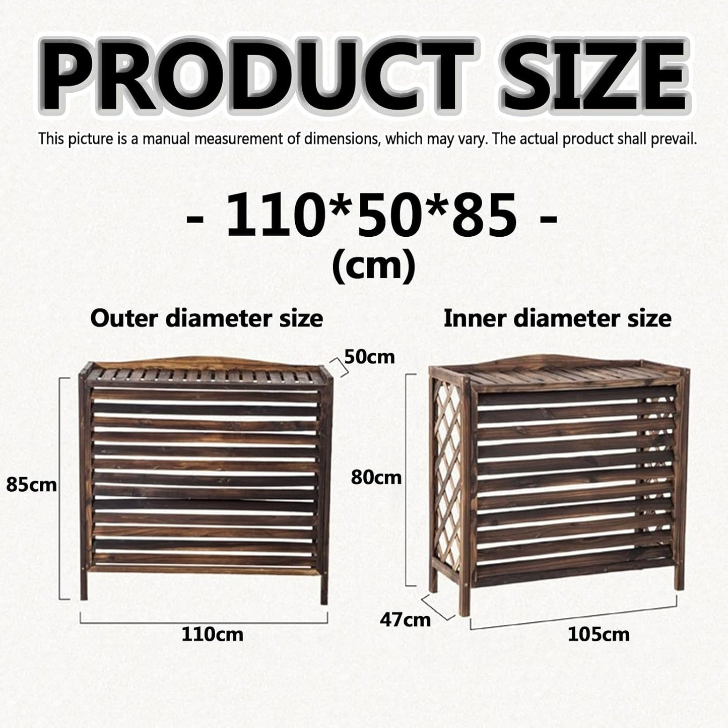 Air Conditioner Flower Stand,Freestanding Louvered Space Divider,Air Conditioning Cover for Outside Unit Plant,Suitable for Outdoor air Conditioner,for Outside Units. (Size : 105 * 47 * 80)