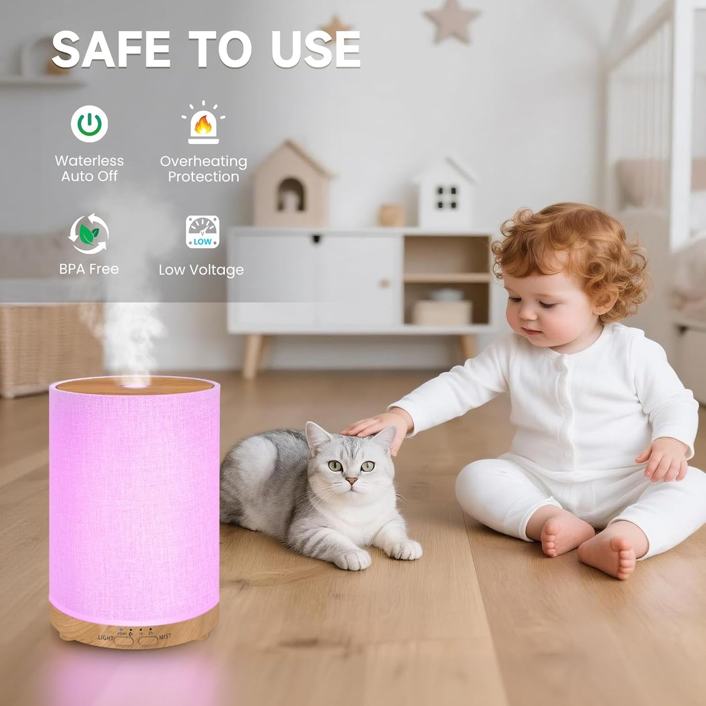 URPOWER 100ML Essential Oil Diffusers for Home with Linen Cover 7 Colo