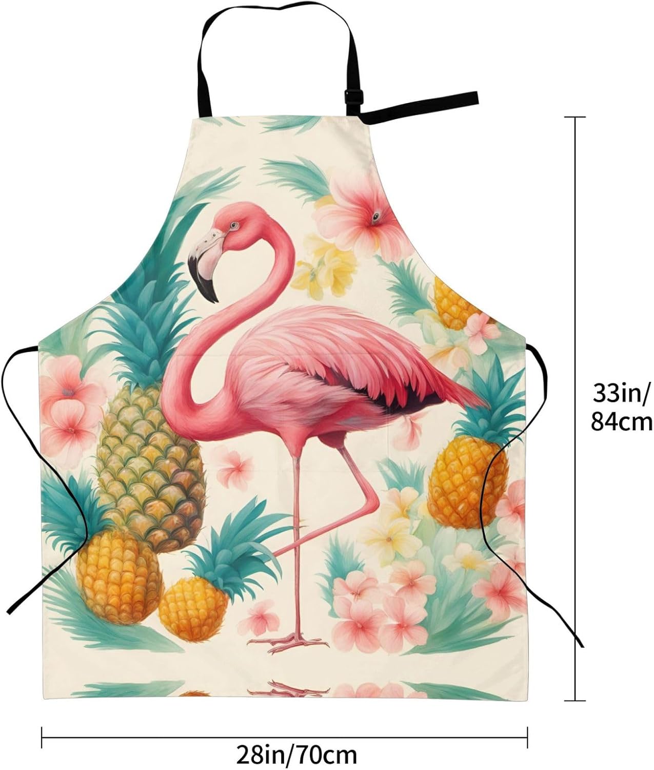 Flamingo and Pineapple 1 print Waterproof chef's apron with pocket apron for kitchen cooking baking barbecue and gardening