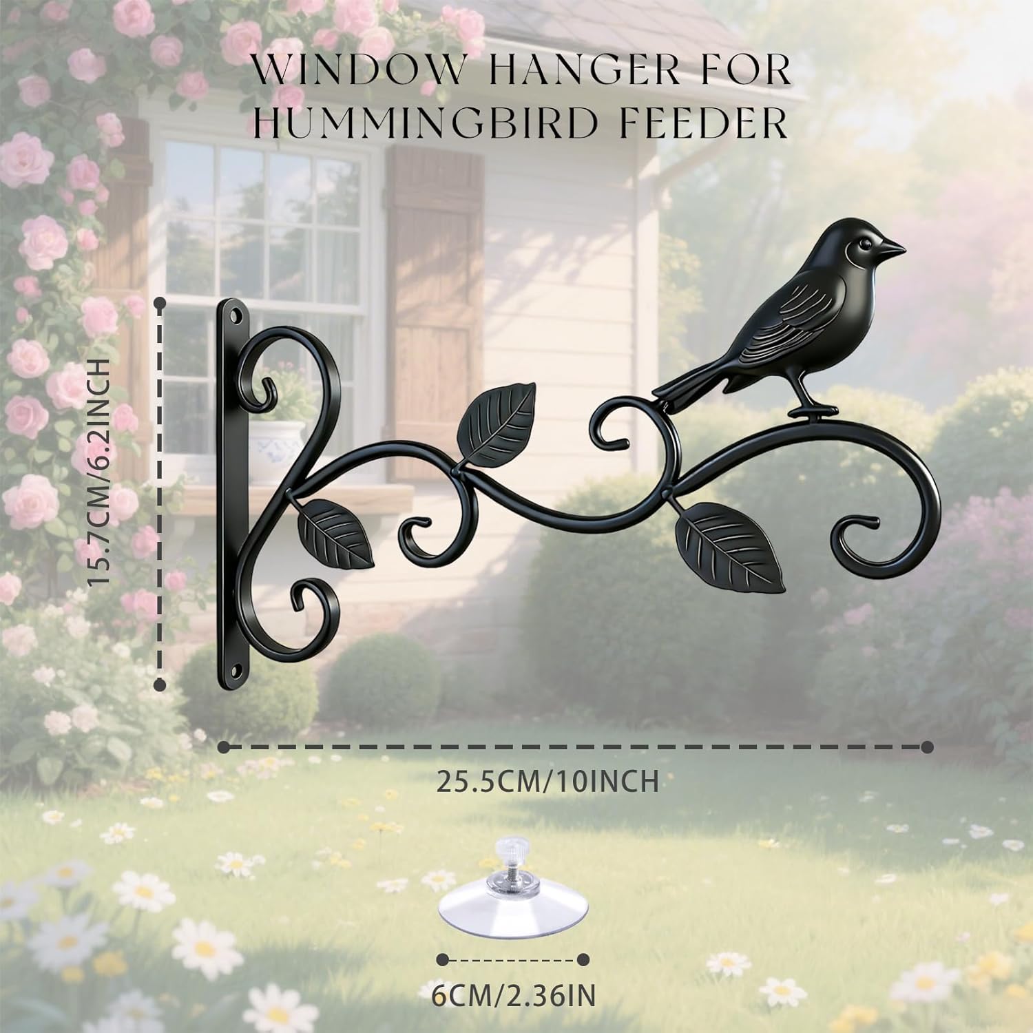 2-Pack Heavy Duty Window Suction Hooks Vine Design Hummingbird – Stron