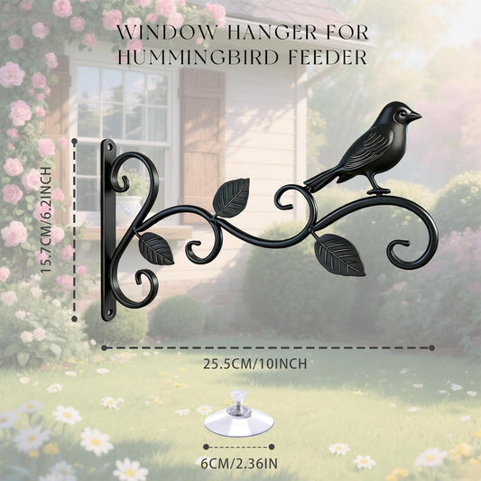 2-Pack Heavy Duty Window Suction Hooks Vine Design Hummingbird – Strong Suction Cup Hanger for Avian Feeders, Decorative Birdhouses, Wind Chimes & Plants, Window Plant Hangers
