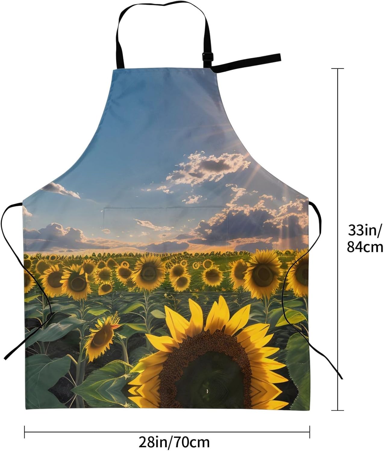 Sunflowers Sunlight Print Laundry apron 28x33 In Waterproof Kitchen Apron with Pockets for Cooking Baking
