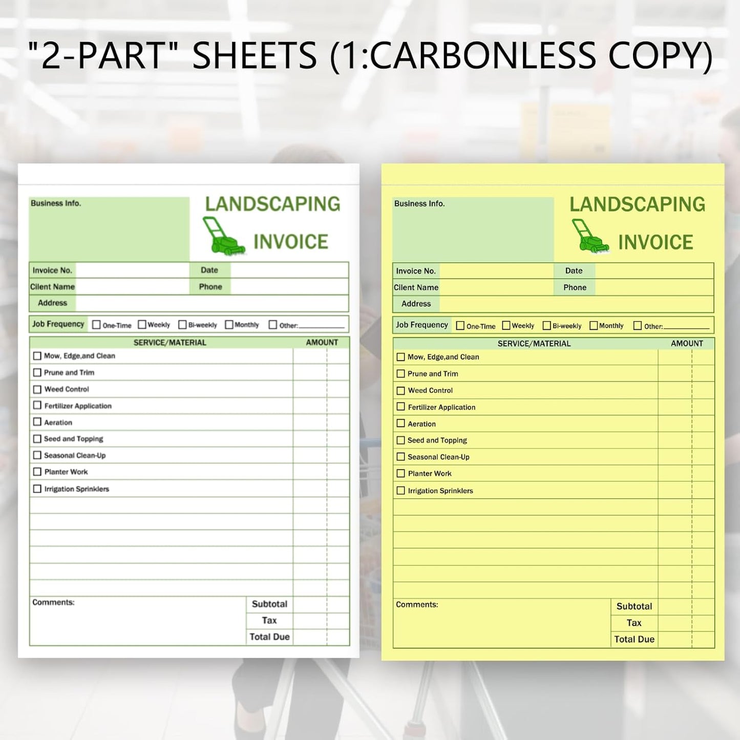 Garden Service Invoice Receipt Book, 2-Part Carbonless Landscaping Inv