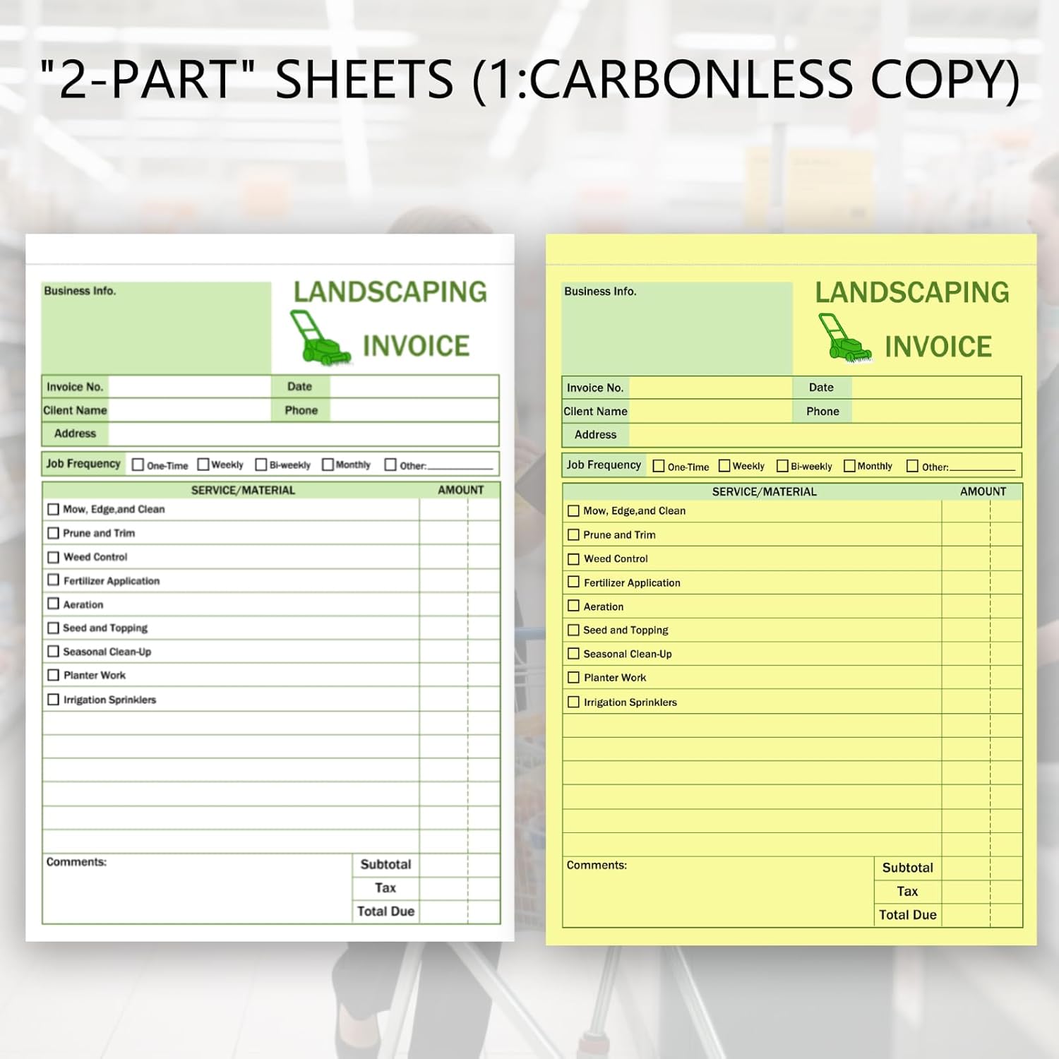 Garden Service Invoice Receipt Book, 2-Part Carbonless Landscaping Inv