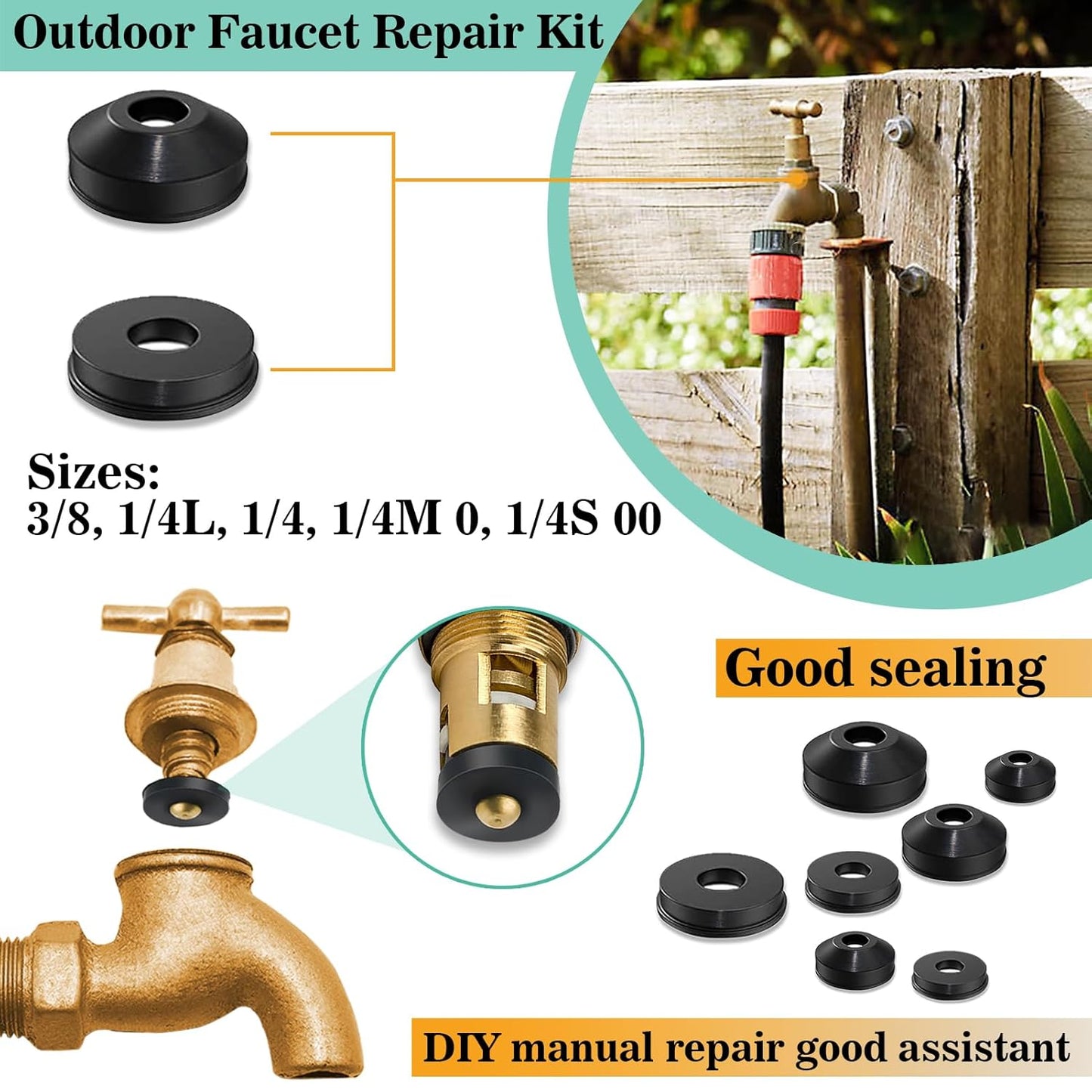 37 Size 1075 Pcs Faucet Washers & O-Rings Kit & Plumbing Gasket 3-in-1