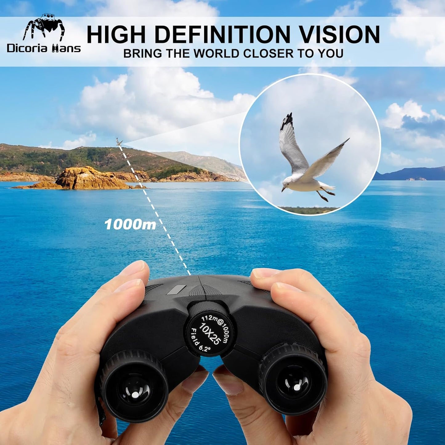 10x25 Compact Binoculars for Adults Kids, Small Binoculars for Cruise, Bird Watching, Travel, Theatre and Concerts