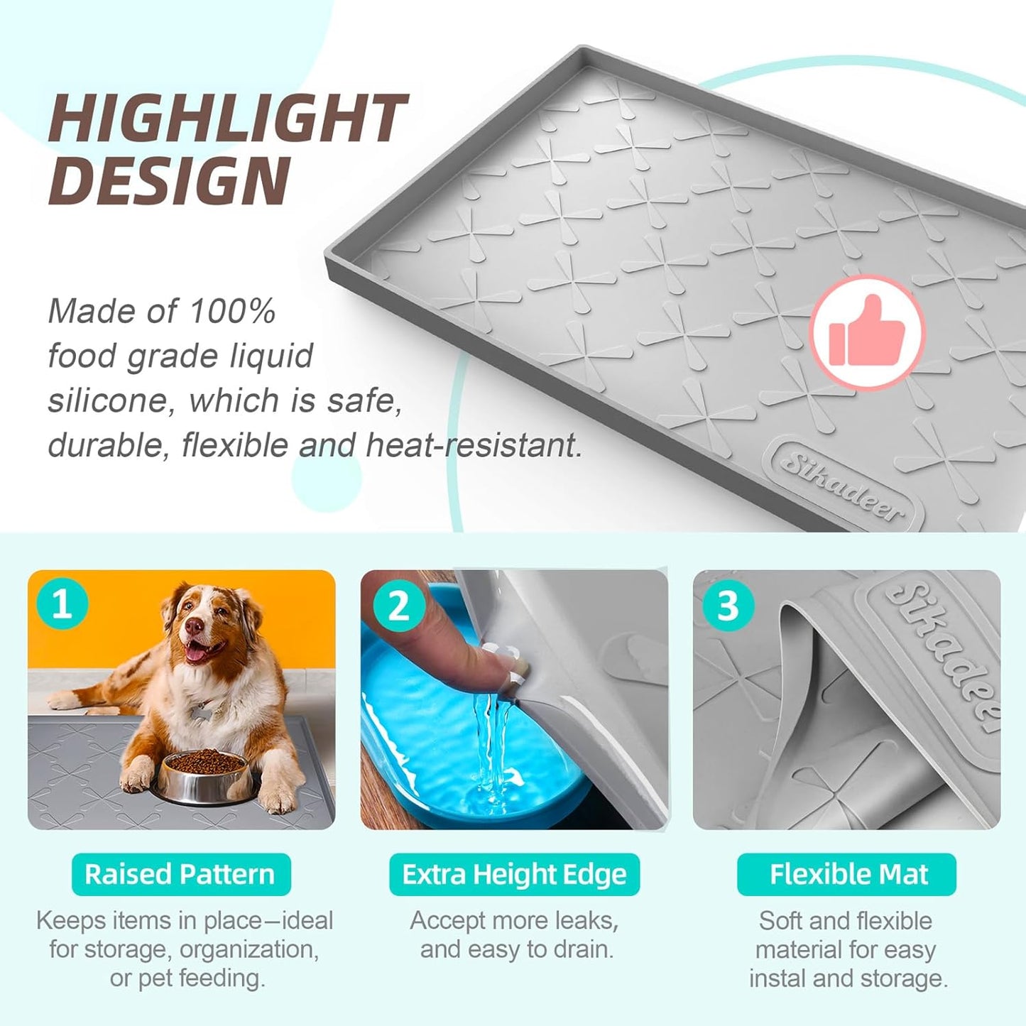 SIKADEER 34" x 22" Under Sink Mat Waterproof, Silicone Mat Kitchen Dra