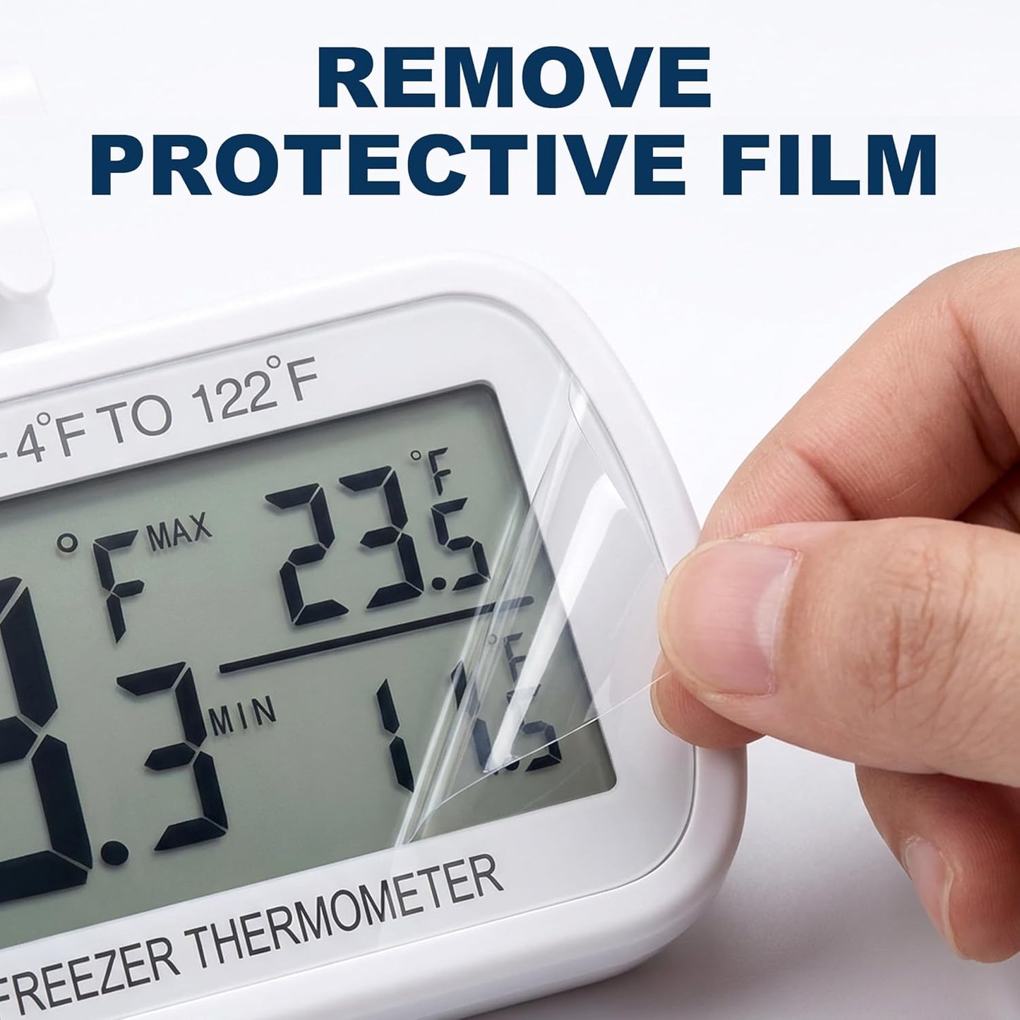Waterproof Refrigerator Fridge Thermometer, Digital Freezer Room Thermometer, Max/Min Record Function Large LCD Screen and Magnetic Back for Kitchen, Home, Restaurants (2 Pack)