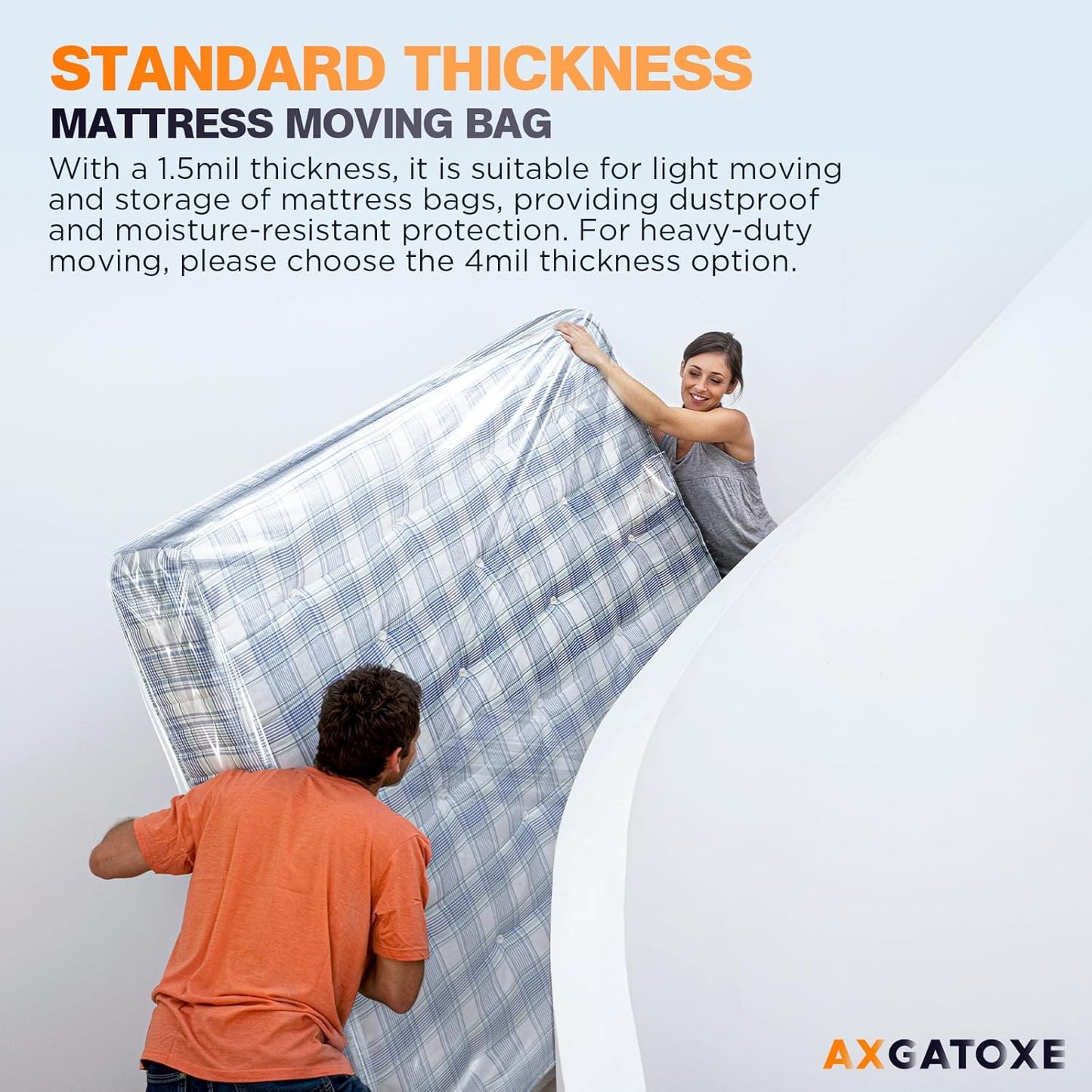 Plastic Mattress Bag for Moving Storage, Waterproof Mattress Cover, Mattress Protector for Moving Supplies - Queen Size (1.5MIL)