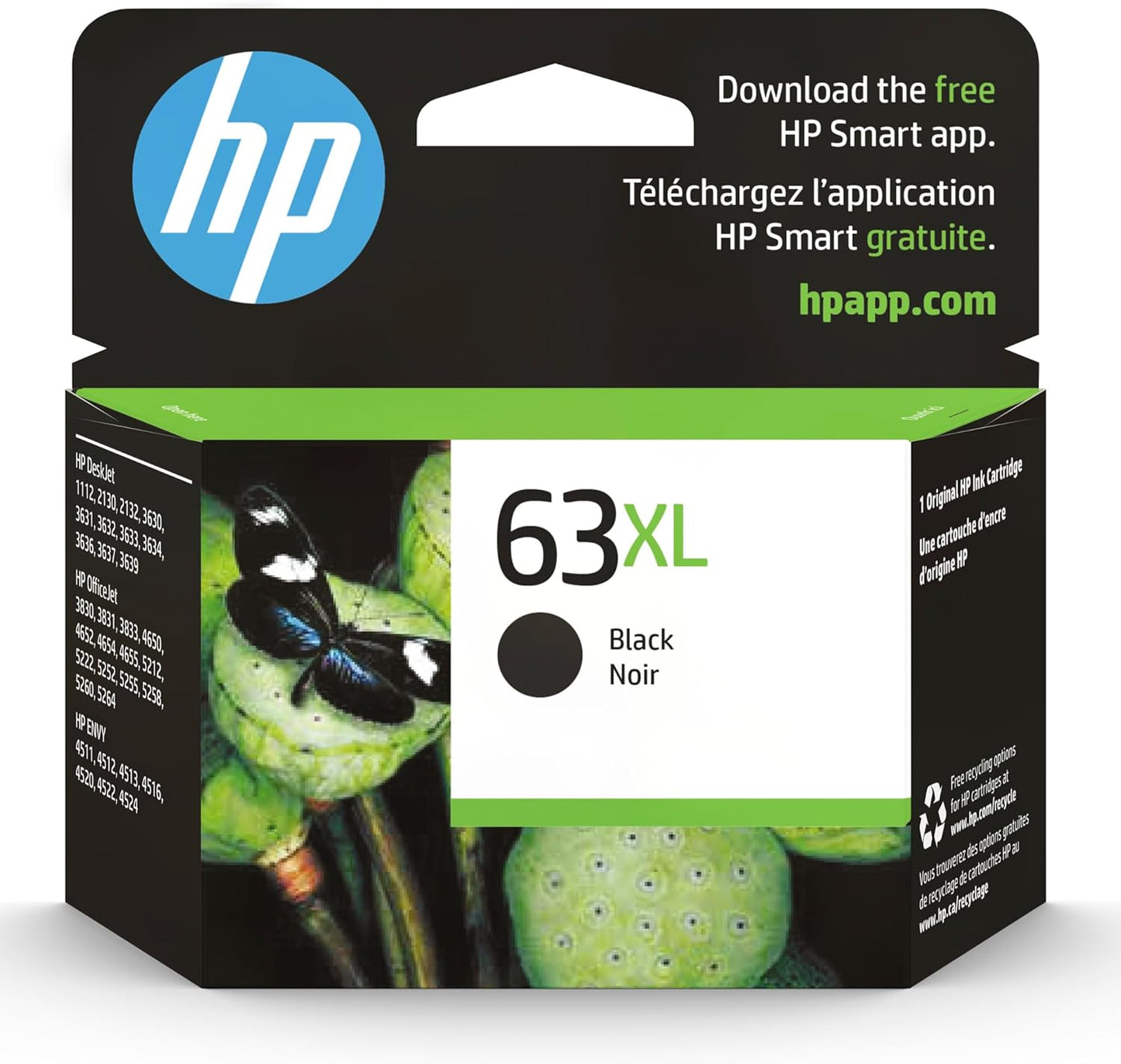 HP 63XL Black High-Yield Printer Ink Cartridge Printers | Works with D