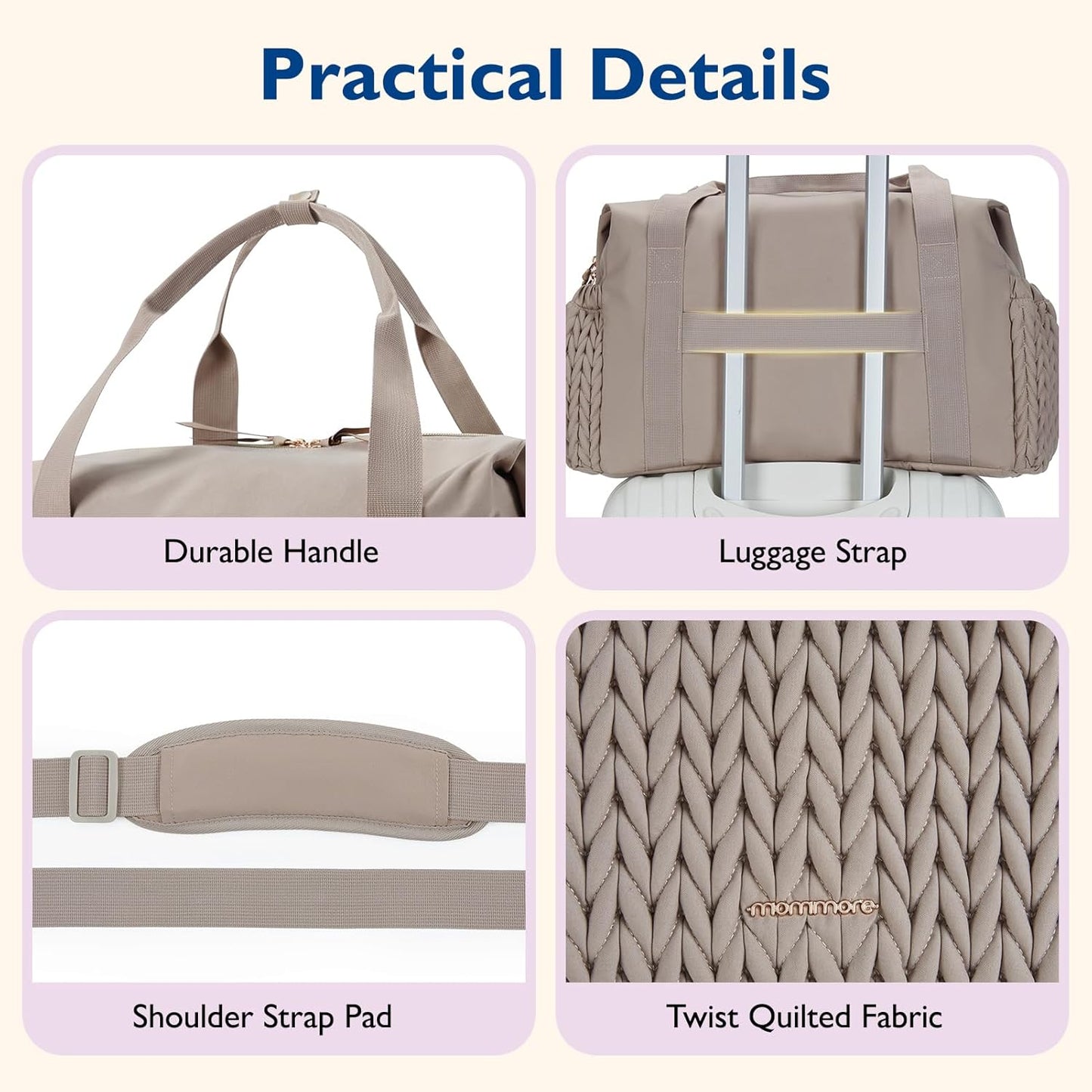 mommore Diaper Bag Tote, Large Capacity Travel Diaper bags, Hospital B