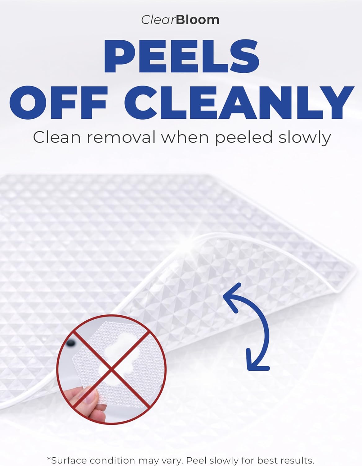 Anti-Slip Shower Stickers for Tub & Shower Floor — Original Clear Hex Non-Slip Bathtub Stickers, 24 Pack 3.25”, Micro-Pyramid Grip, Scraper Included, Easy Apply