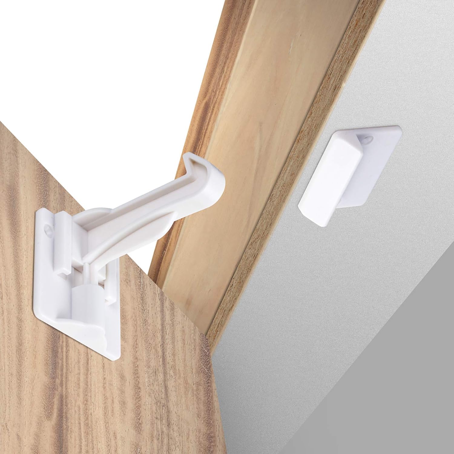 Upgraded Invisible Baby Proofing Cabinet Latch Locks (10 Pack) - No Dr