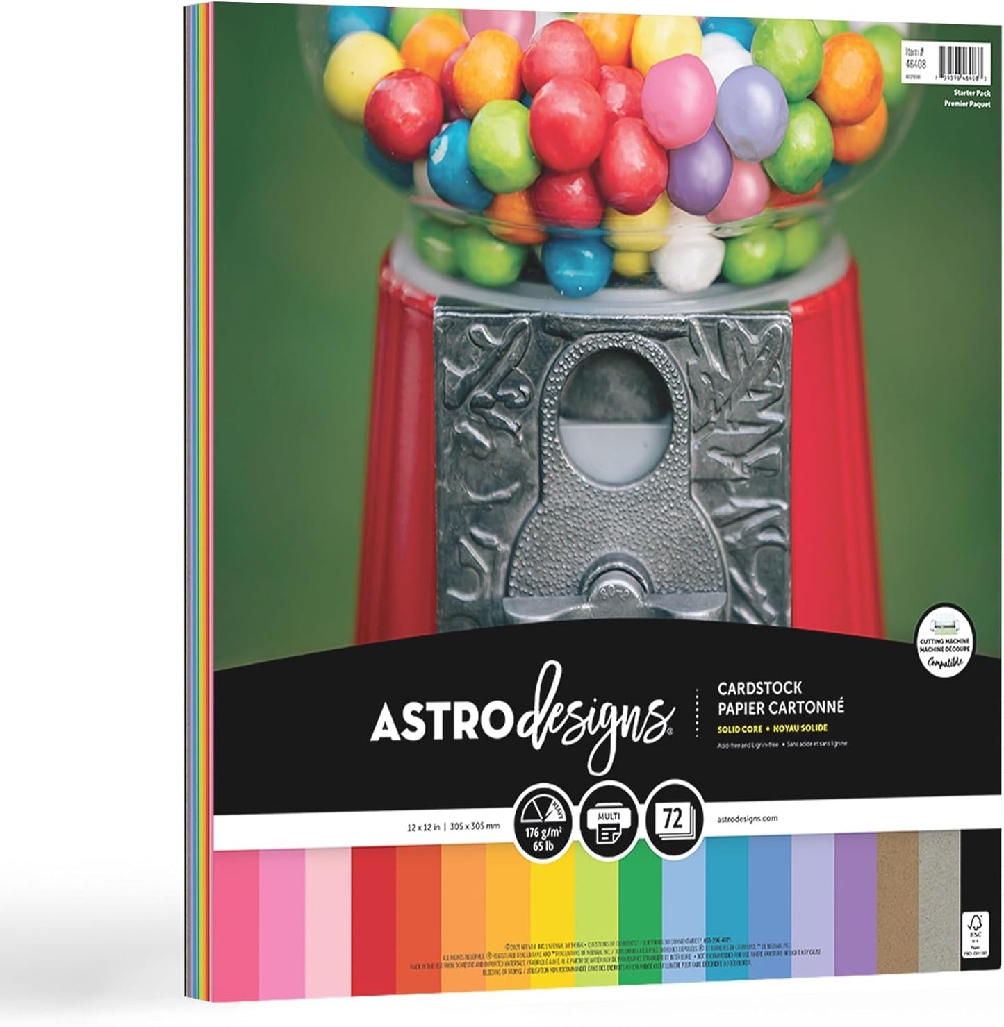 Astrodesigns/Creative Collection 스타터 키트 카드스톡, 30.5cm x 30.5cm(12인치 x 12인치), 29.5kg(65파운드)/176gsm 18가지 색상 모음, 72장 (46408-03)