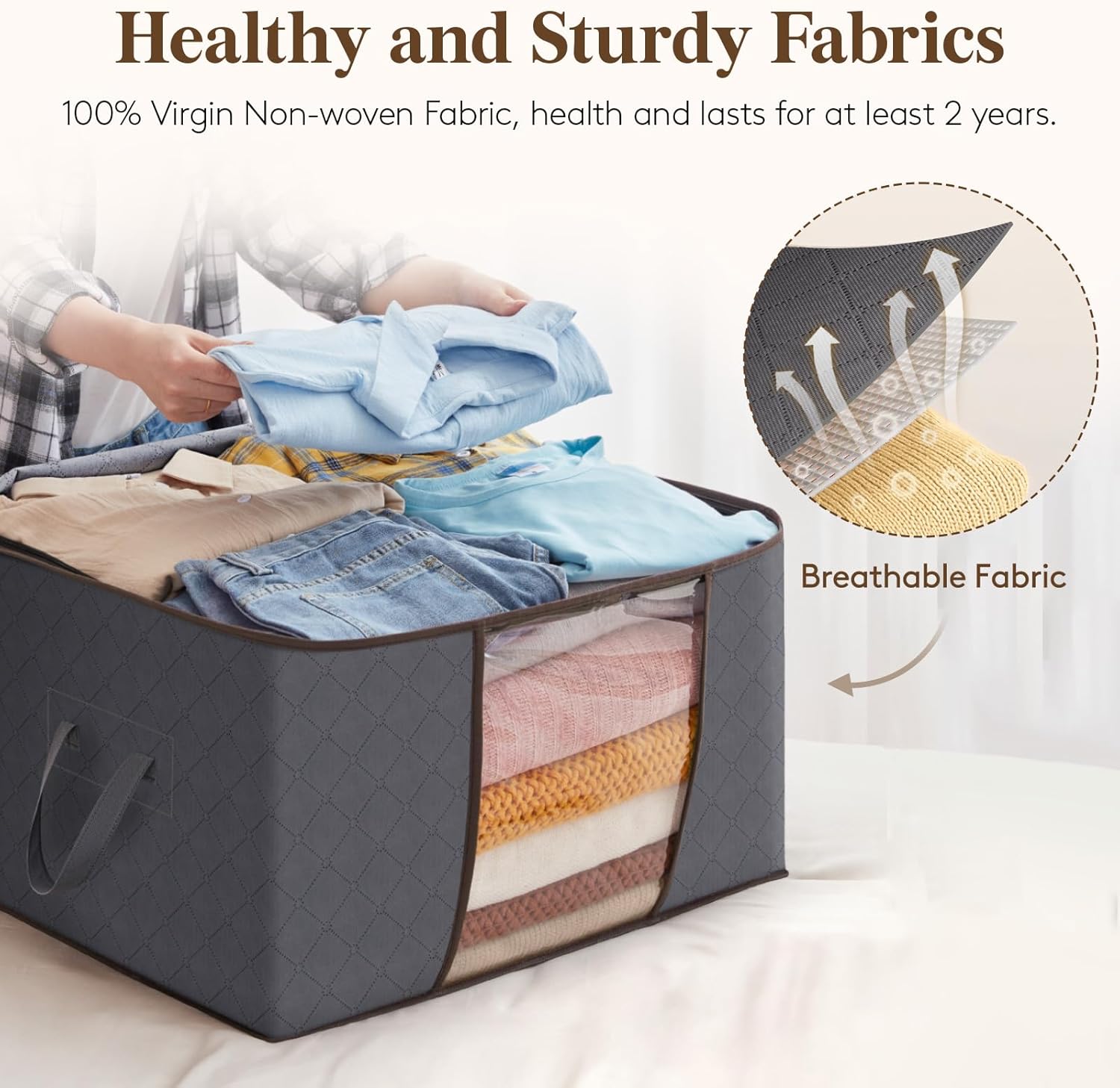 Lifewit 6 Pack Clothes Storage Bins with Lids, Foldable Blanket Storag