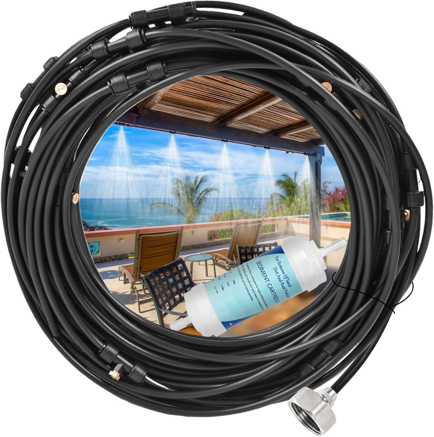 75FT Misters for Outside Patio – Outdoor Misting Cooling System with 2