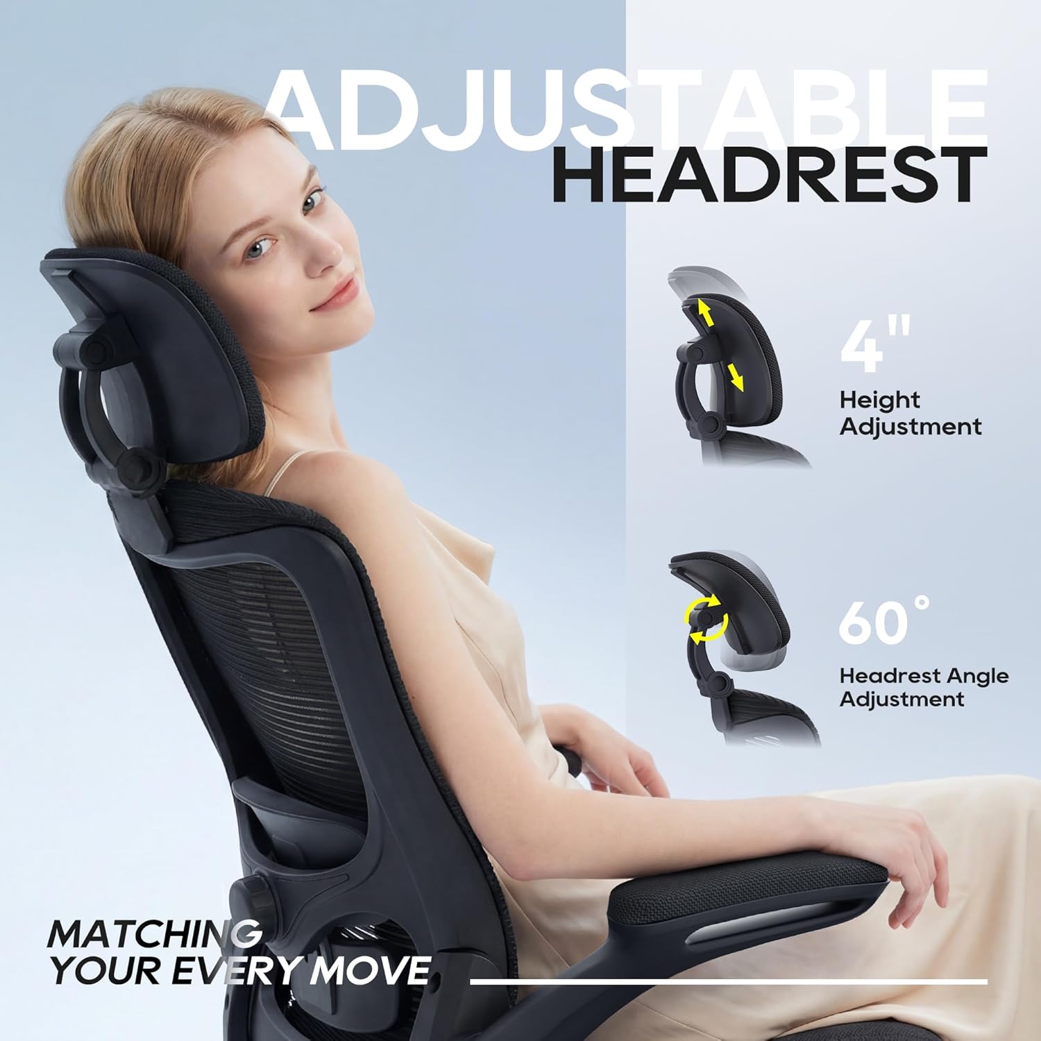 Ergonomic Office Chair, High Back Mesh Desk Chair with Adjustable Lumb