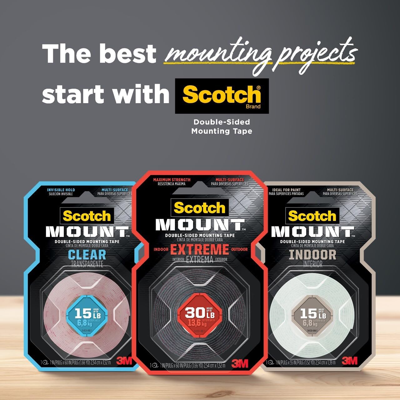 Scotch-Mount Indoor Double-Sided Mounting White Tape Mega Roll, 3/4 in x 350 in (29.1 ft), Features 3M Industrial Strength Adhesive, No Mess or Tools (110H-Long-DC)