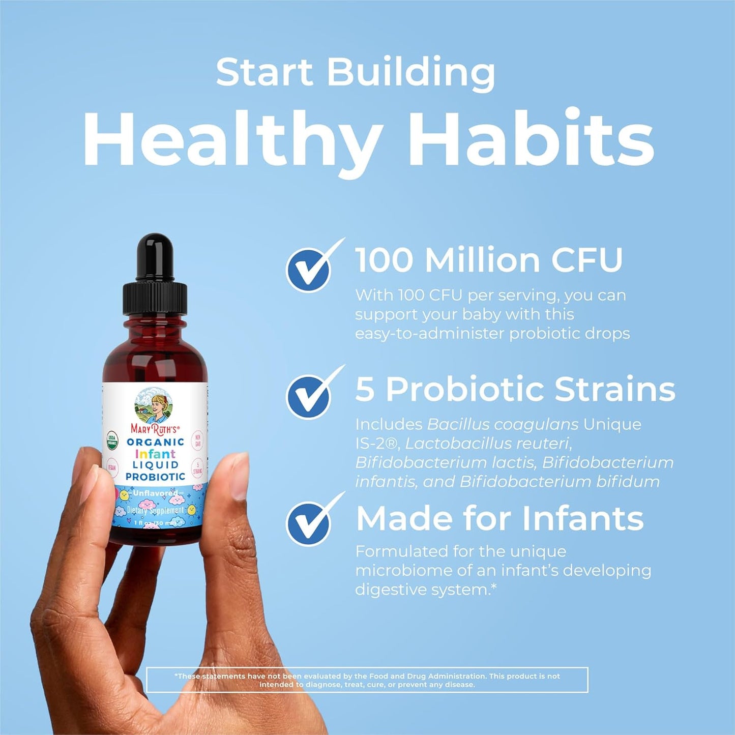 MaryRuth Organics USDA Organic Infant Liquid Probiotic Drops | Baby Es