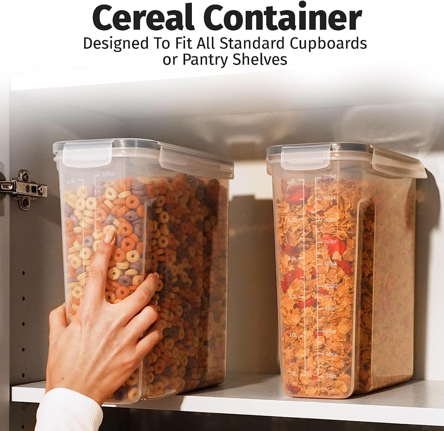 Shazo 2 Pack (6.3 L / 213 oz / 6.7 qt) EXTRA Large Airtight Food Storage Cereal Containers for Bulk Food Storage BPA-Free Plastic Container, Pantry Organization and Canister for Rice, Sugar & Flour