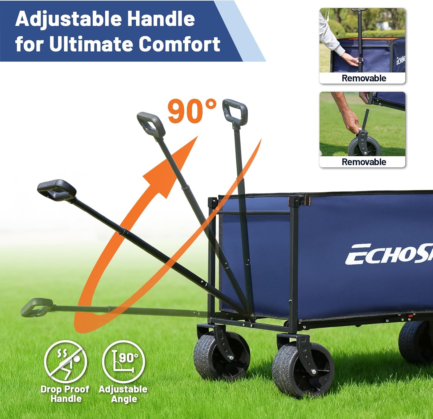 EchoSmile Collapsible Wagon Cart for Camping & Beach - Heavy Duty 400l