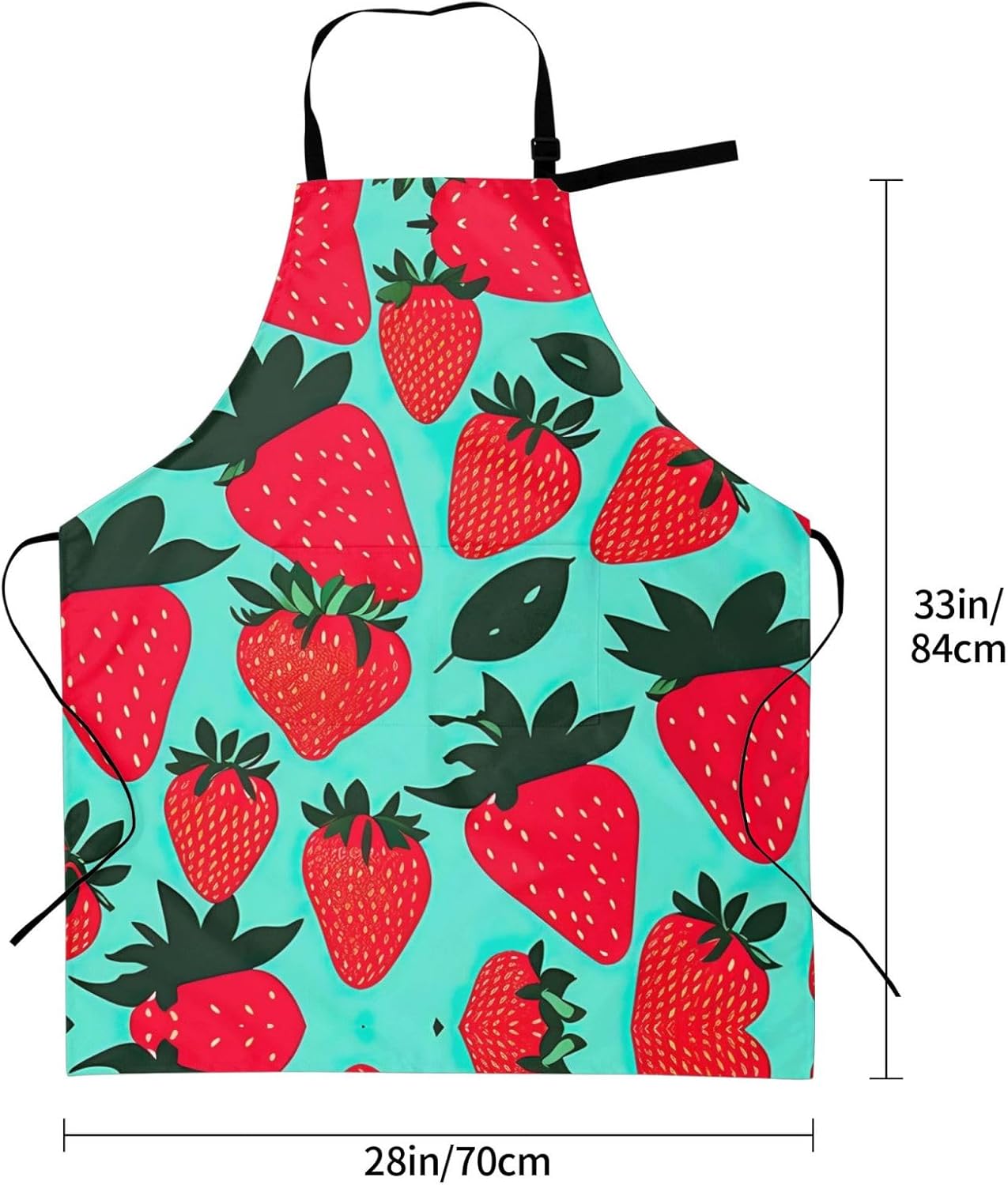 Cute strawberry 1 print Waterproof chef's apron with pocket apron for kitchen cooking baking barbecue and gardening